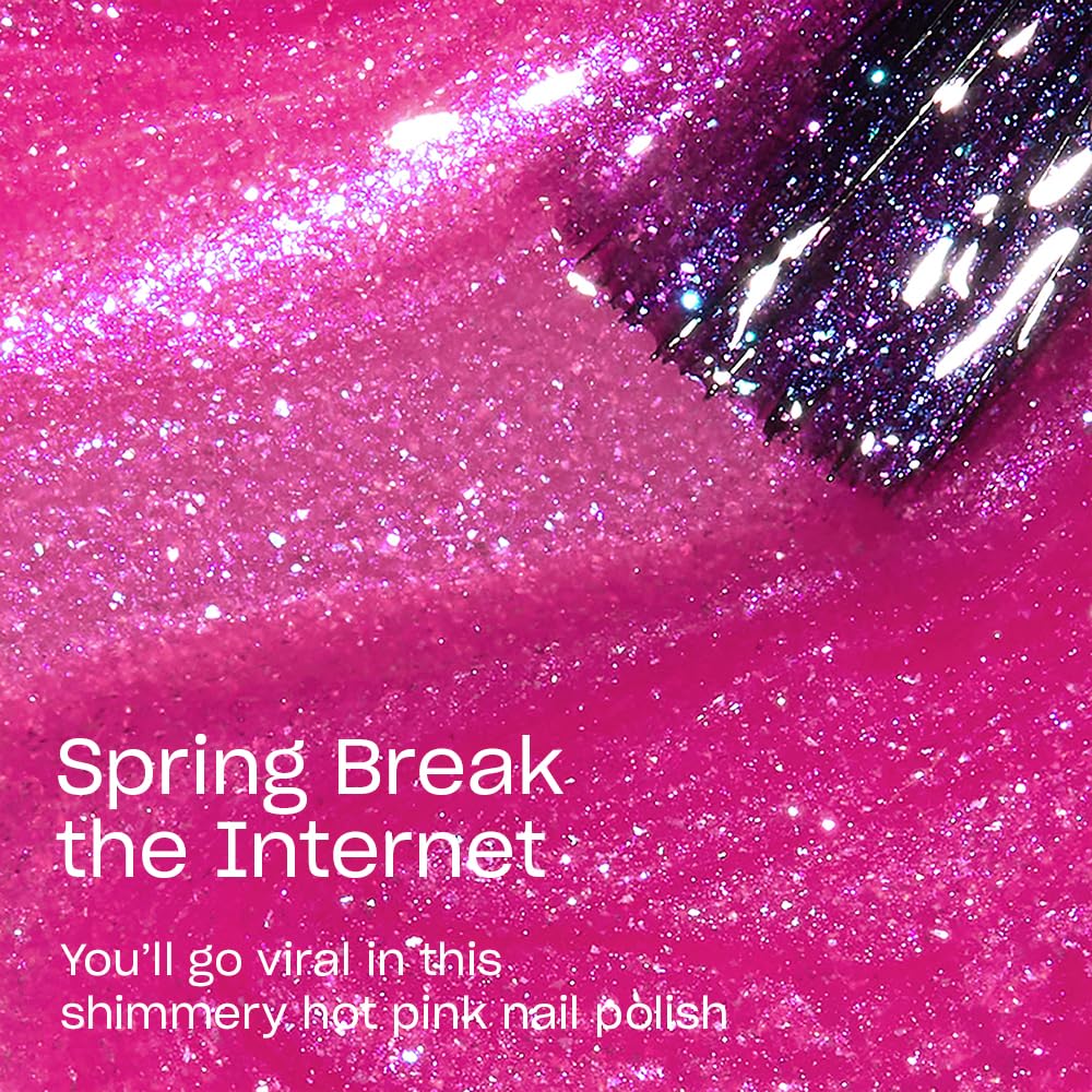 OPI Nail Lacquer Spring Break the Internet | Sheer Bright Pink Shimmer Chip Resistant Nail Polish | Me, Myself Collection