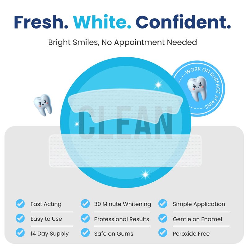 Pro White Advanced Whitening Strips - Teeth Strips with Fresh Mint Flavor- Whitening Strips With 28 Applications for Easy Daily Use - Refresh Your Smile with Fast Acting Teeth Whitening Strips- 2 pack