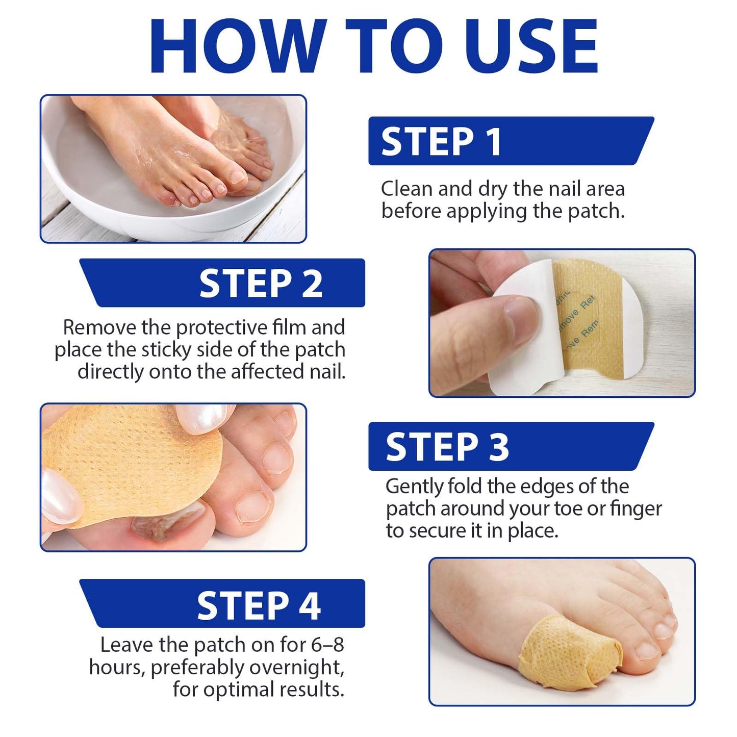 Toenail Treatment Extra Strength - 32 Pcs Nighttime Nail Patches, Overnight Toe Nail Treatments for Damaged Nails Foot Nails Repair and Care, 8-Hour Restores Healthy Appearance (2PCS)