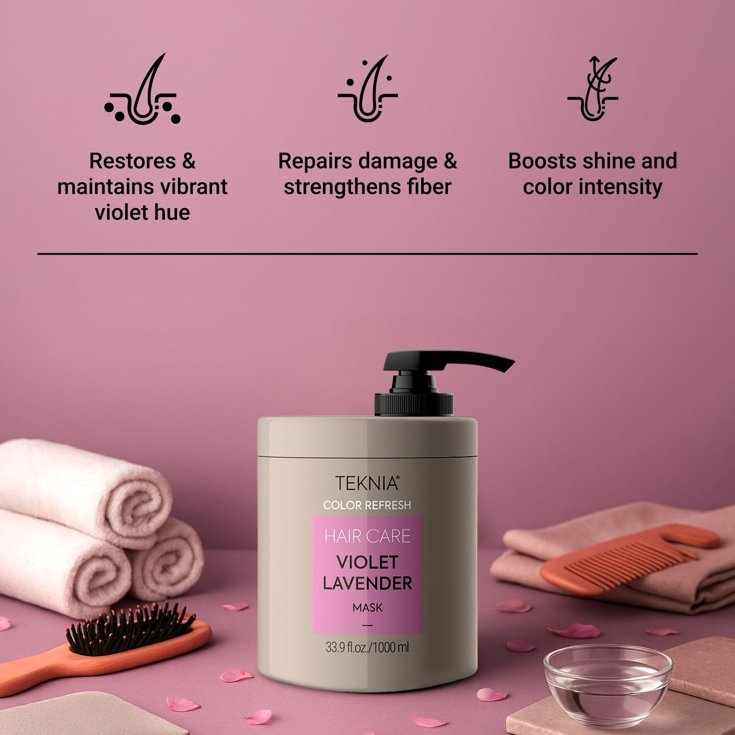 LAKMÉ Teknia Violet Lavender Color Refresh Hair Mask, Color Depositing Conditioner for Purple Hair, 33.9 Fl Oz