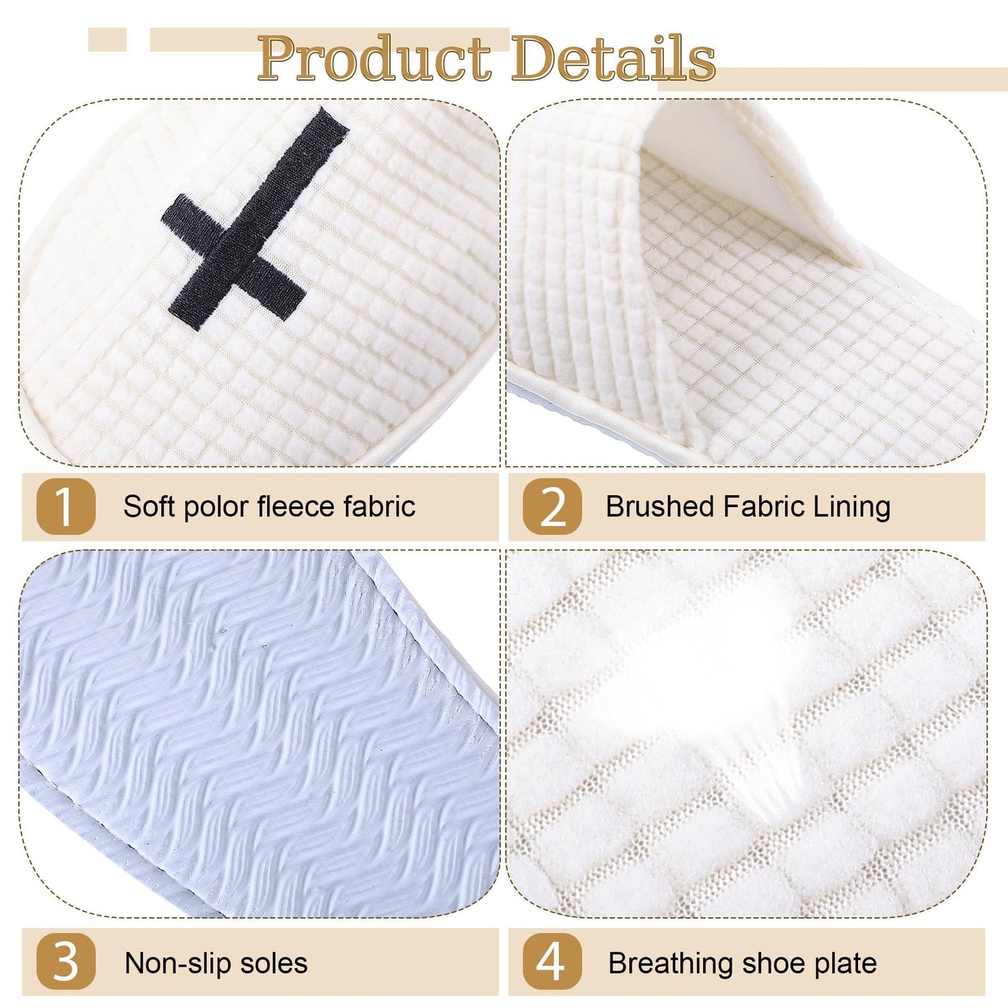 JenPen 6 Pairs White Wedding Disposable Slippers for Guests Non Slip Slipper for Women and Men Reusable Closed Toe Spa Slipper for Shoeless Home Church Easter Party Indoor House Hotel Essentials