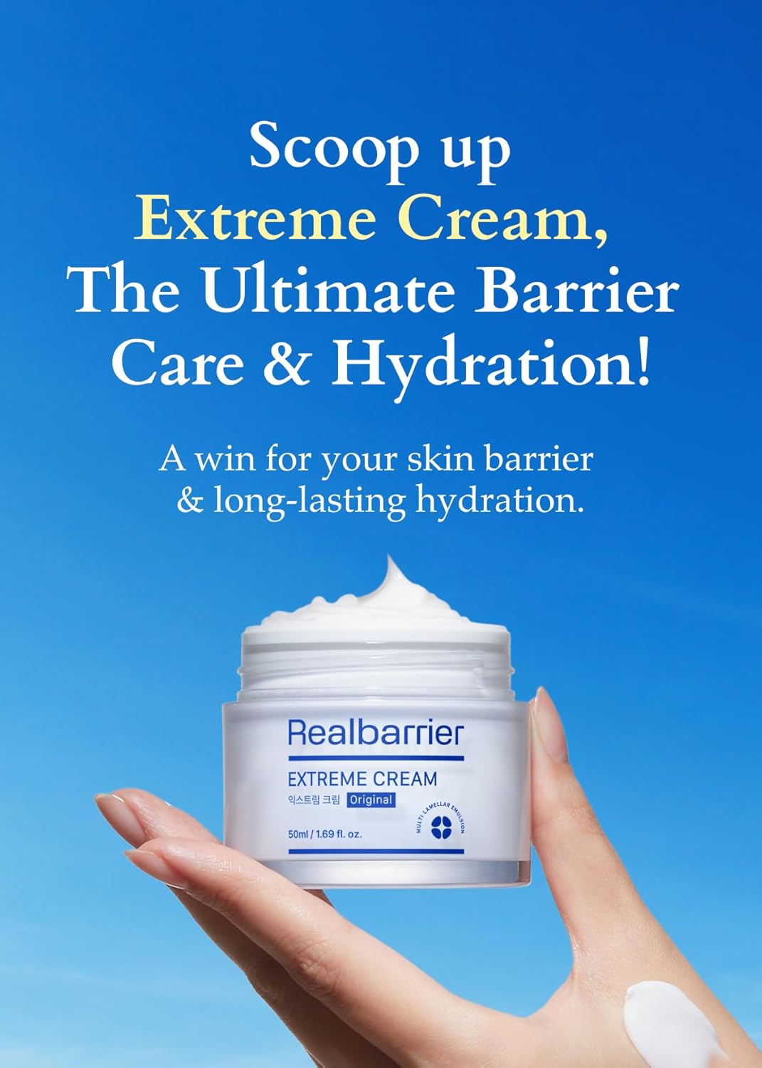 Extreme Cream | Korean Moisturizer for Sensitive Skin - Hydrating Face Lotion with Hyaluronic Acid & Ceramides | 1.69 fl oz (50ml)