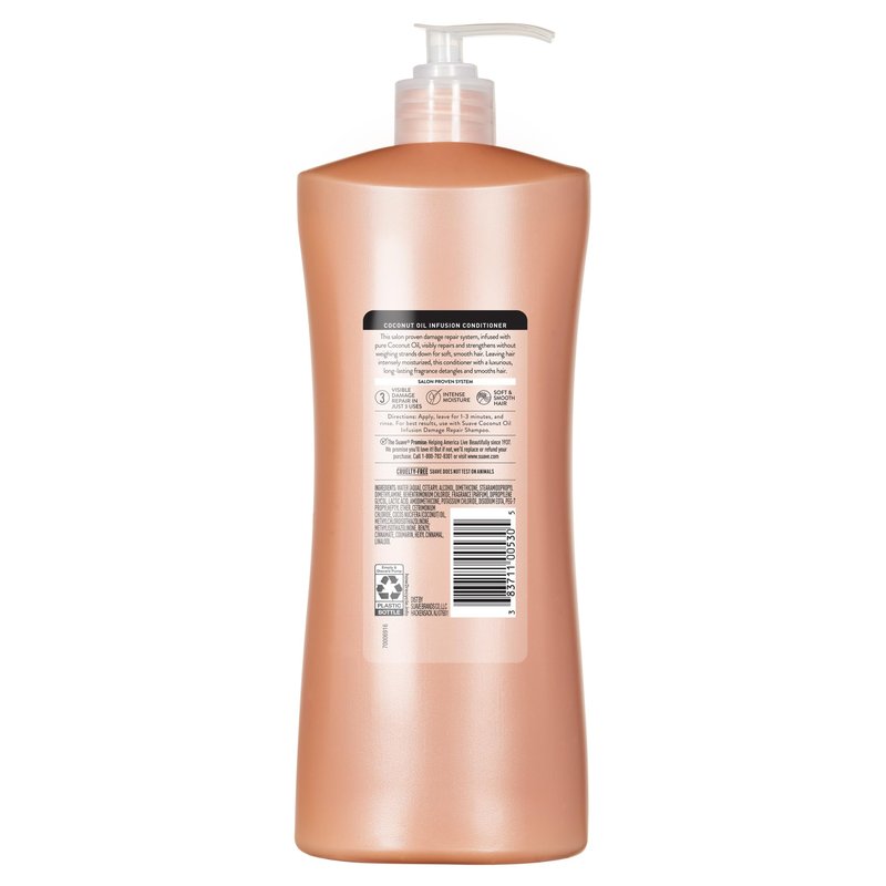 Suave Coconut Oil Infusion Conditioner for Damaged Hair, Salon-Proven Damage Repair System, Hydrates & Moisturizes for Visible Repair in 3 Uses, 28 FL OZ Pump, 4 Count