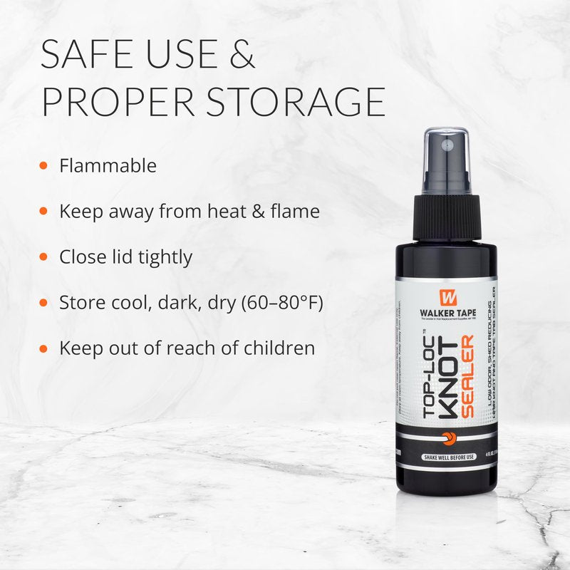 Walker Tape Top-Loc Knot Sealer Spray 4 fl oz, Mesh System Protector for Delicate Knots, Reduces Shedding and Extends Hairpiece Life, Professional Treatment for Lace Wigs Human Hair and Toupee Bases