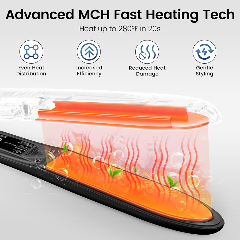 Brightup 2-in-1 Hair Straightener & Curler with 1" Vibrating Plates, Tourmaline Ceramic for Less Frizz & Shiny Smooth Hair, 20S Fast Heating, 10 Temp Settings & Auto Shut Off, Dual Voltage