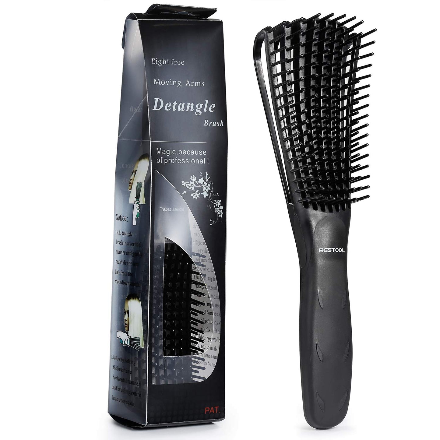 BESTOOL Detangling Brush for Natural Hair-Detangler for Afro America 3a to 4c Kinky Wavy, Curly, Coily Hair, Detangle Easily with Wet/Dry, Apply Conditioner/Oil