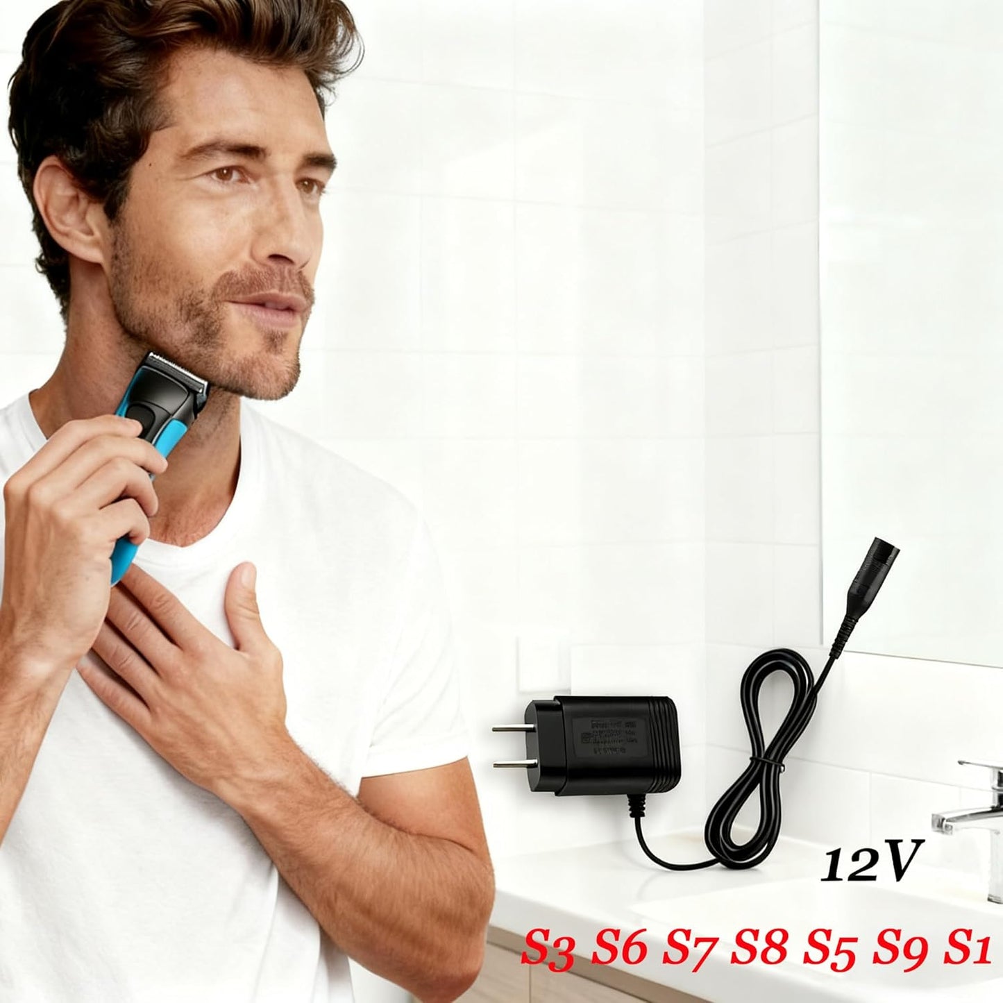 12V Charger for Braun Shaver Series S1-S9 | Wall Power Adapter for Electric Razor & Trimmer
