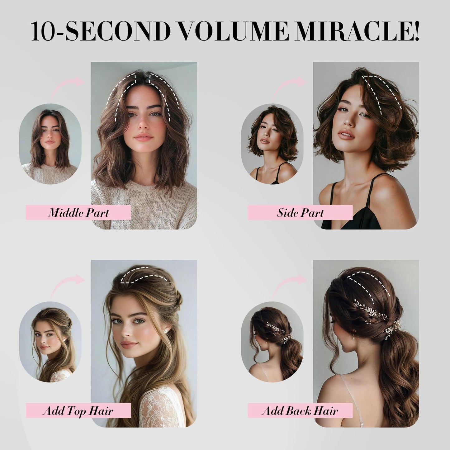 Clip in Short Hair Extensions Real Human Hair,Prokyvity Invisible Human Hair Clip in Extensions Short,(6inch&8inch)4 pieces Mini Extensions for volume or highlight,Dark Brown