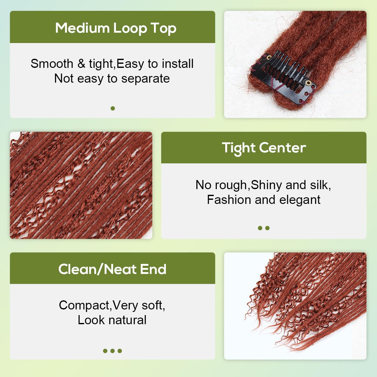 Pouweney 10PCS Clip in Dreadlock Extensions Full Sets, 24 inch Synthetic Clip Dreads Extensions Handmade Soft(gray/white, Clip-in 40 Strands)