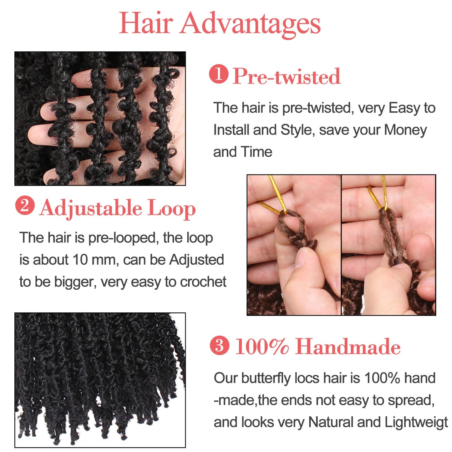 Leeven 30 Inch Long Butterfly Locs Crochet Hair for Black Women 6 Packs Pre-twisted Crochet Butterfly Braids Locs Brown Distressed Faux Locs Crochet Hair 30#