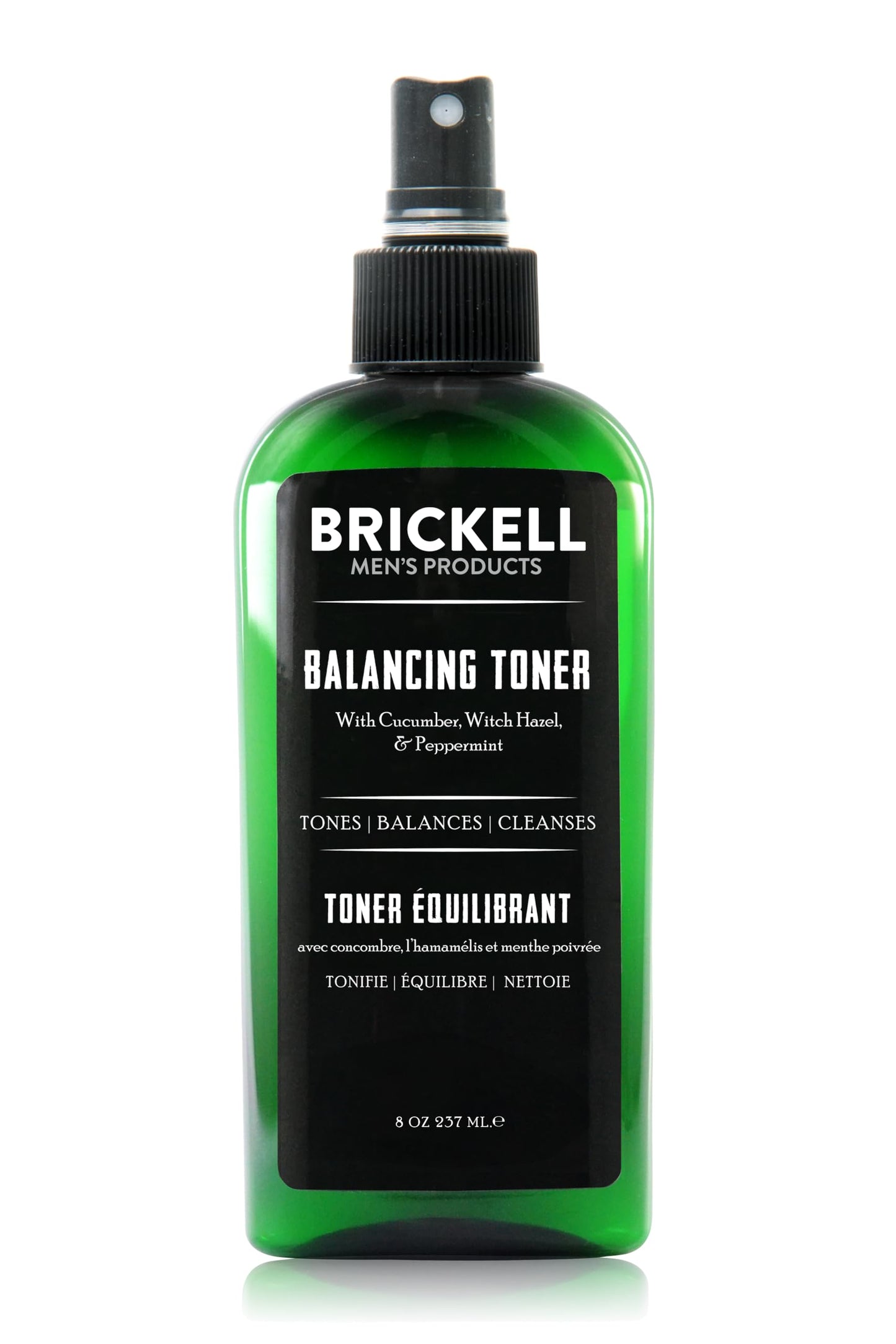 Brickell Men's Balancing Toner for Men, Alcohol-Free Mint Facial Toner with Witch Hazel, Aloe, and Cucumber, 8 Ounce, Scented