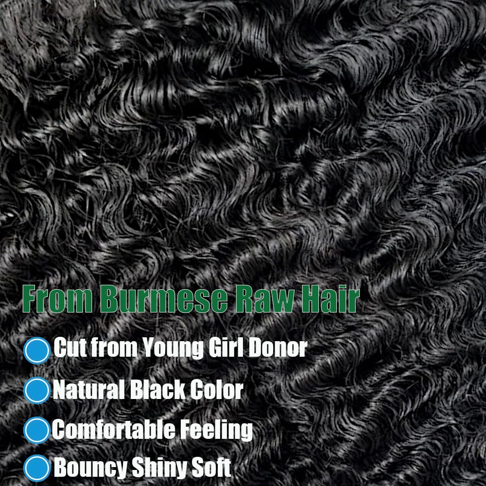 TryRich Burmese Curly Bundles Human Hair 14 Inches 3C4A Water Wave Quick Weave with Spiral Curly End 100% Unprocessed Kinky Curly Human Bundles in Hair Extensions Natural Black