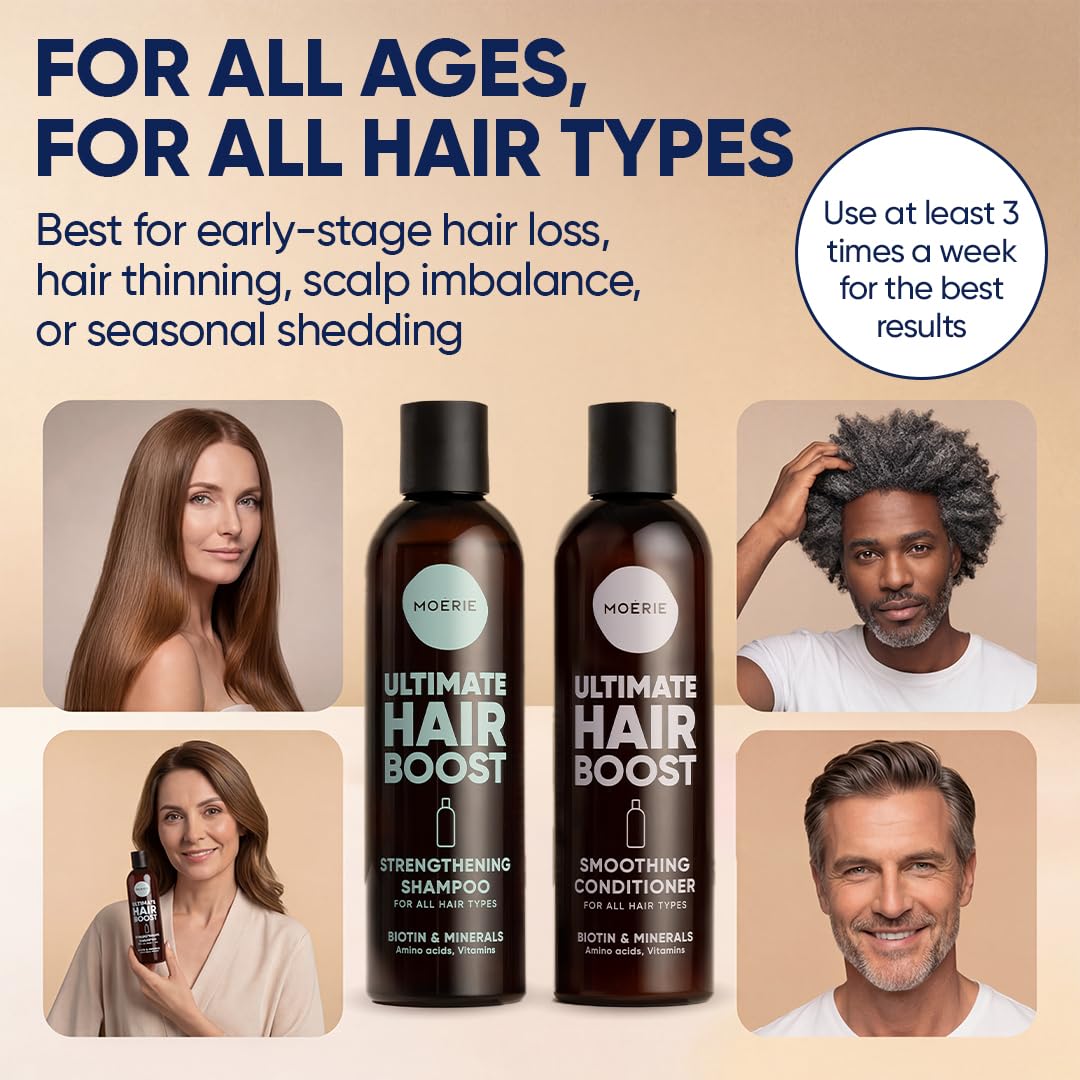 Moerie Hair Growth Shampoo and Conditioner for Women and Men, Hair Loss Solution with Biotin and Rosemary, Thickening Shampoo and Conditioner for Thinning Hair – Promotes Regrowth