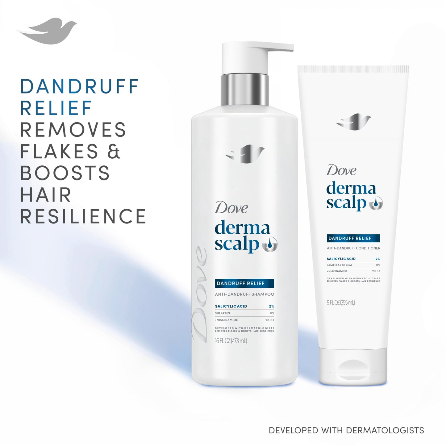 Dove Derma Scalp Dandruff Relief Conditioner 1 ct with Salicylic Acid, Lamellar Serum and Niacinamide for Removing Flakes & Boosting Hair Resilience 9 fl oz
