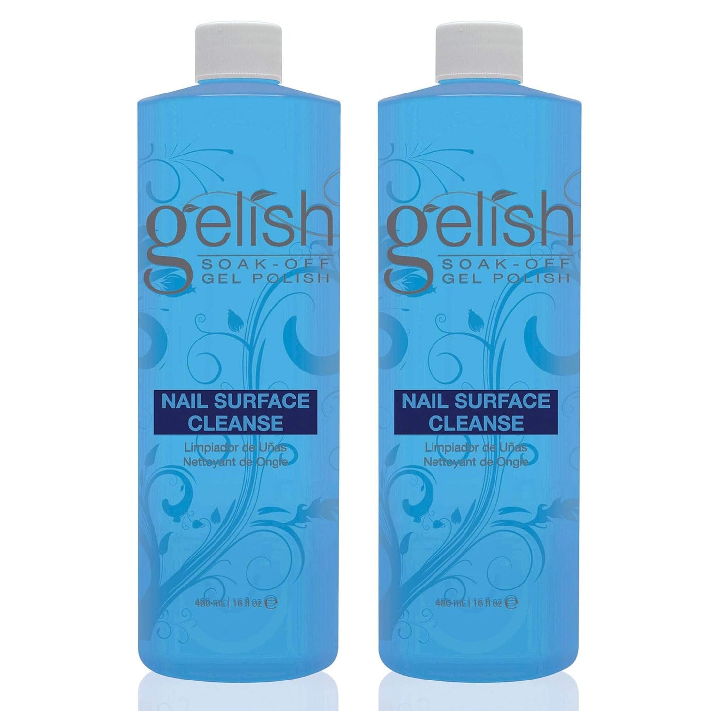 Gelish Nail Soak Off Surface Gel - UV Top Coat Cleanser, 16 Fl Oz (2 Pack)