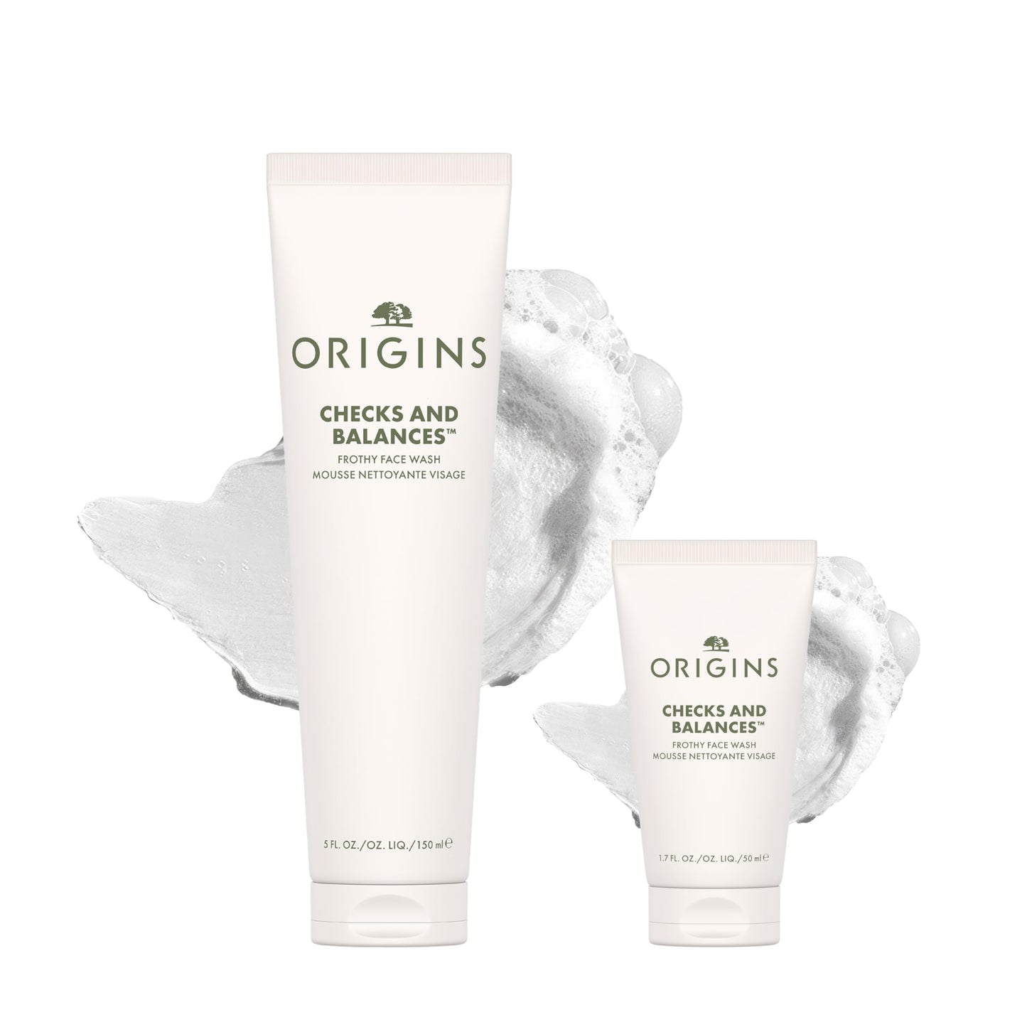 Origins 2-Piece Checks and Balances Frothy Face Wash Bundle Set for Home & Away | Gently Cleanses All Skin Types | With Mint