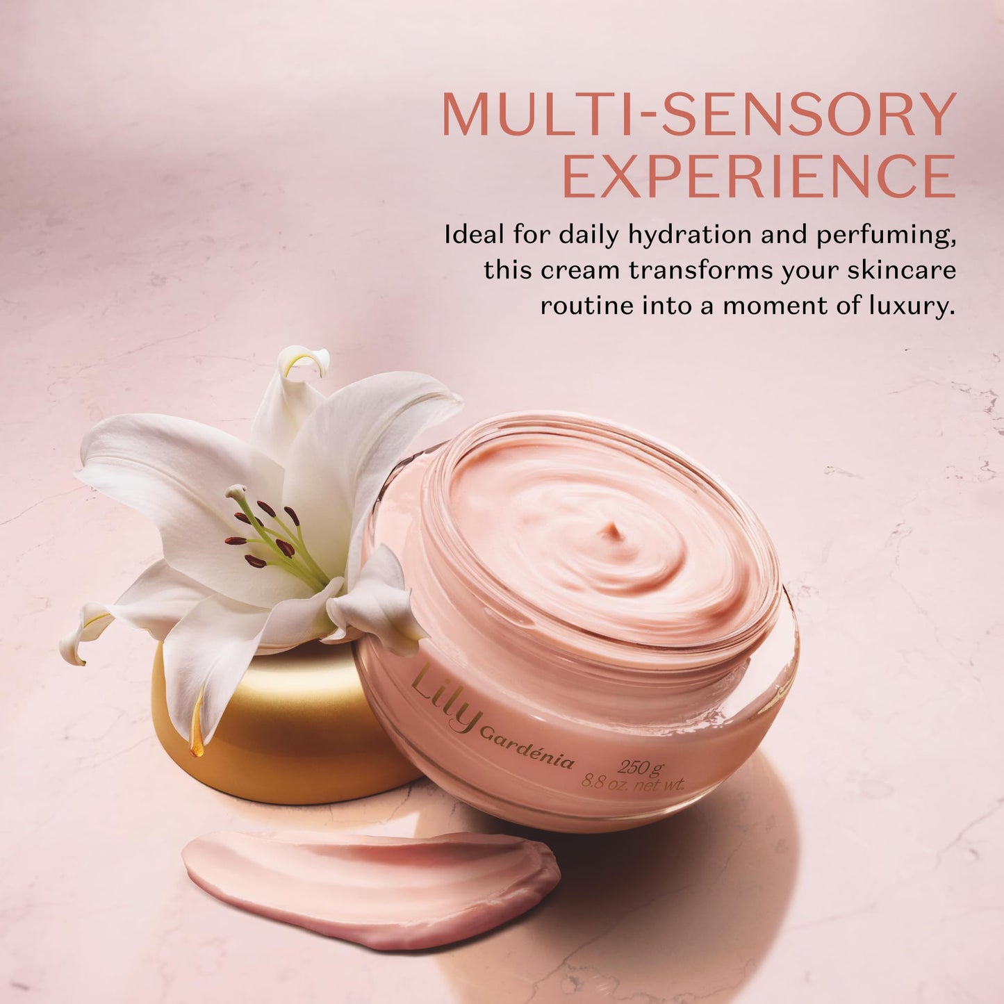 O Boticário Lily Gardenia Satin Body Cream, Intense Hydration and Sophisticated Perfume, 8.8 Ounce (250g)