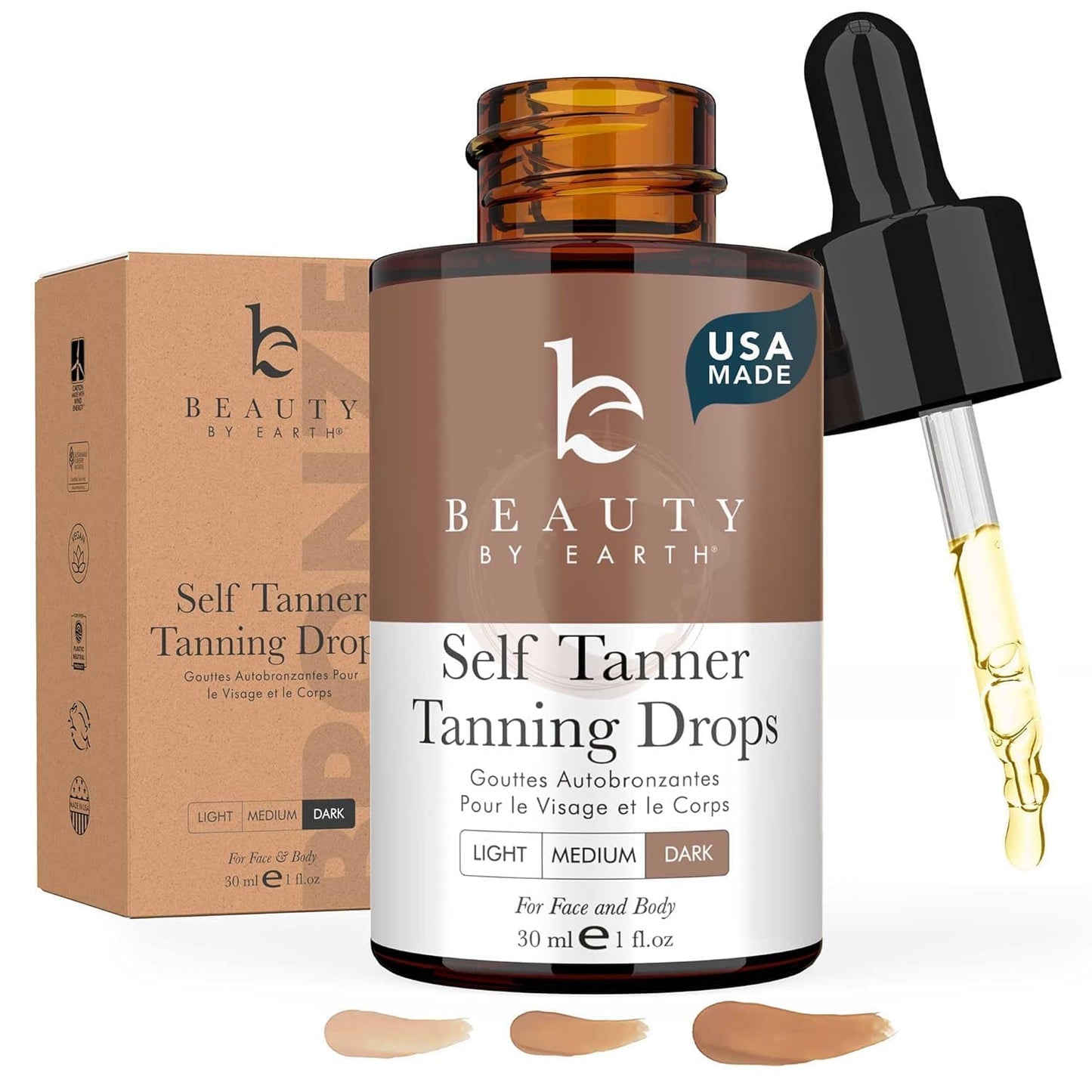 Self Tanning Drops - Face Self Tanner Drops Medium Color - Bronzer Drops - Self Tanner for Face - Self Tanner Face Tanner - Face Tanning Drops to Add to Moisturizer - Face Tan Drops - Bronzing Drops (1 Fl Oz (Pack of 1), Medium)