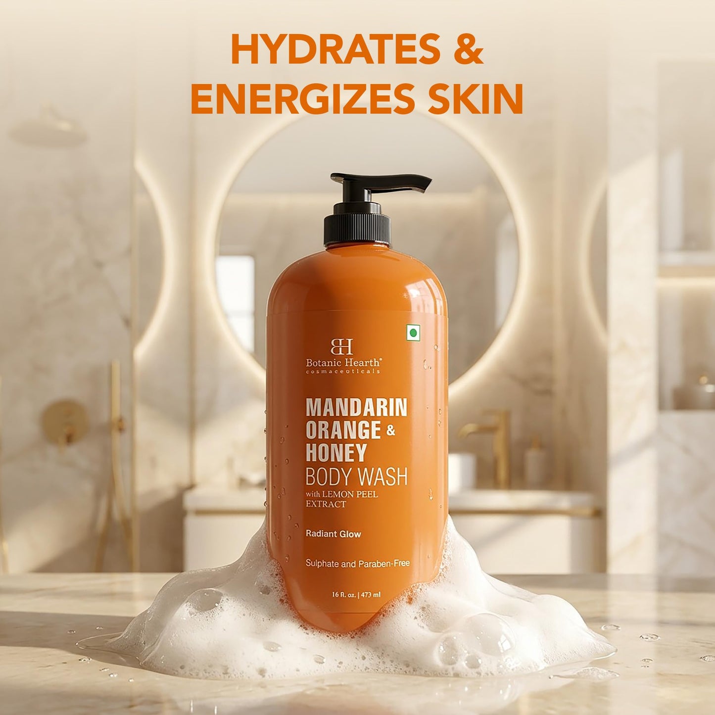 Botanic Hearth Mandarin Orange & Honey Body Wash – Refreshing Shower Gel with Lemon Peel Extract, Brightening & Hydrating Formula, Sulfate & Paraben Free – 16 fl oz