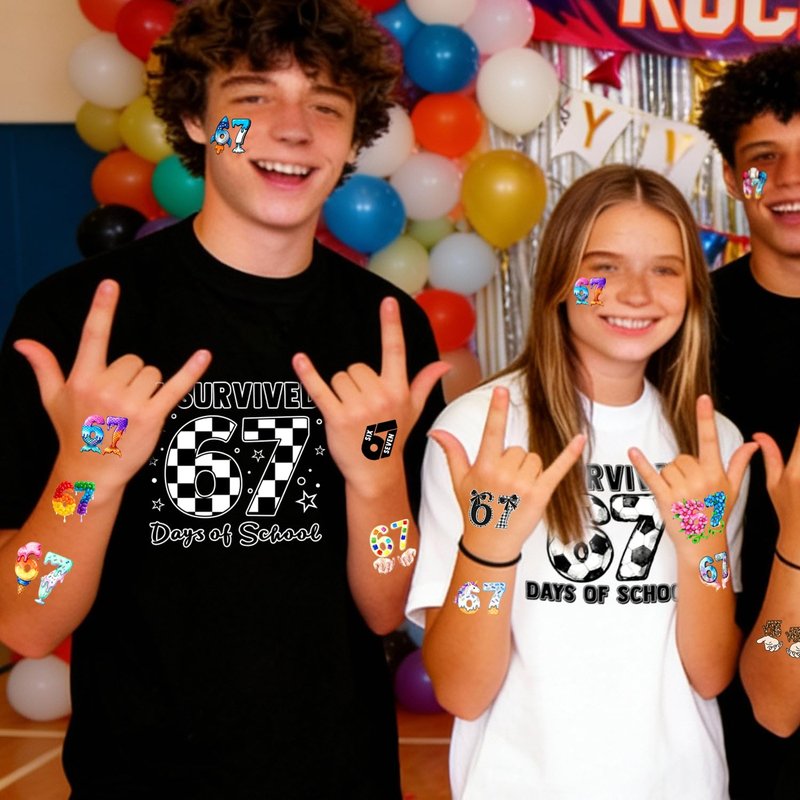 114 Pieces Funny Six Seven 67 Temporary Tattoos Stickers,15 Sheets Six Seven 6 7 Themed Tattoos Stickers Party Decoration Supplies for Adults