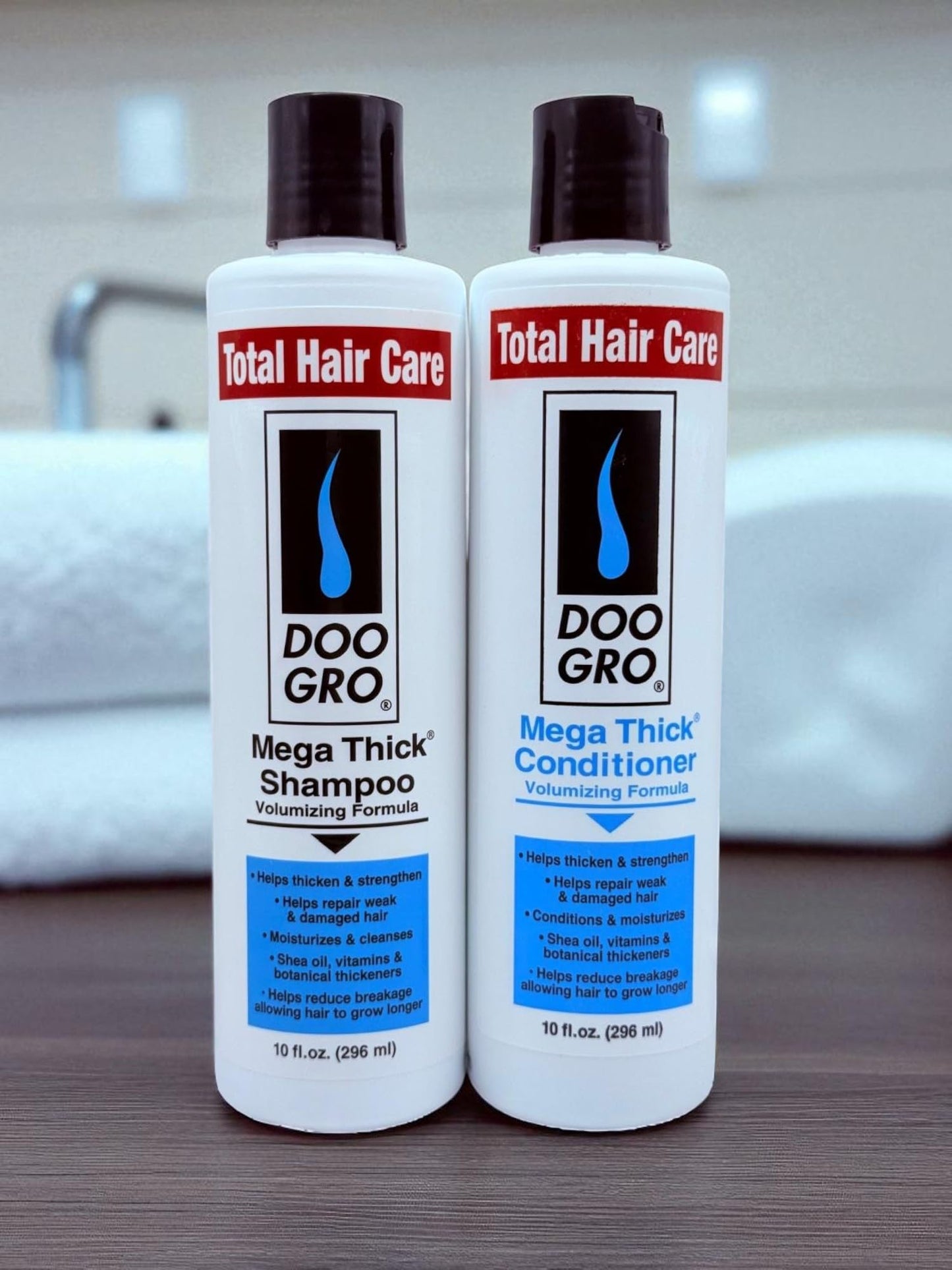 Mega Thick Shampoo & Conditioner Duo (10 oz Each) – Volumizing System with Vitamins & Herbs – Promotes Fuller, Thicker-Looking Hair