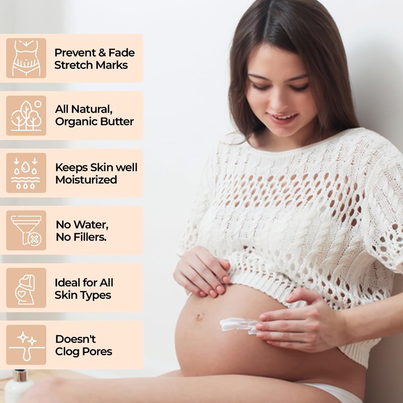 Fearless Mama Pregnancy Body Butter - Deep Hydration Belly Butter for Stretch Marks | 5 oz with Shea & Cocoa Butter