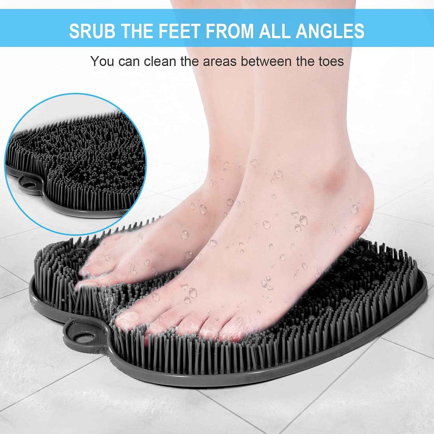 2-Pack Shower Foot Scrubber Mats - Exfoliating Foot Cleaners for Easy Shower Use