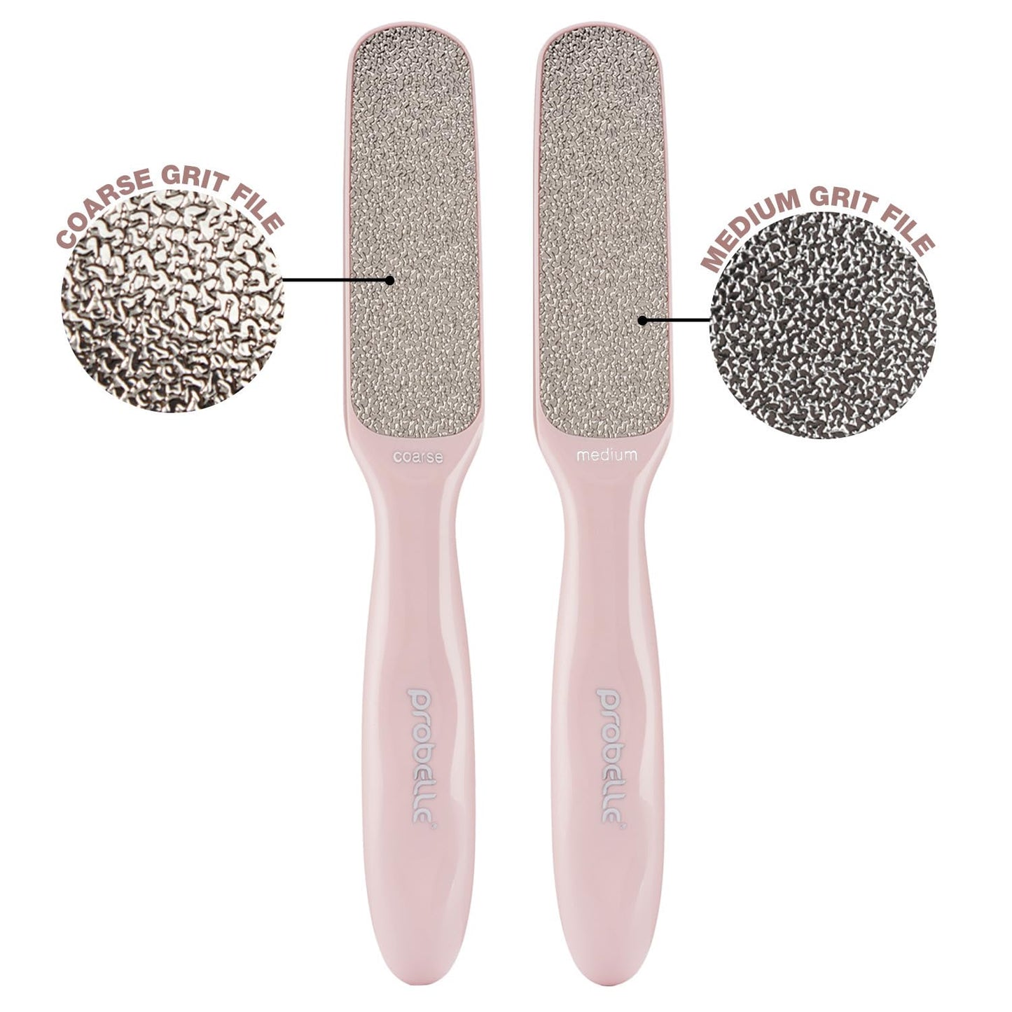 Probelle Double Sided Multidirectional Nickel Foot File Callus Remover - Immediately Reduces calluses and Corns to Powder for Instant Results, Safe Tool (Pink)
