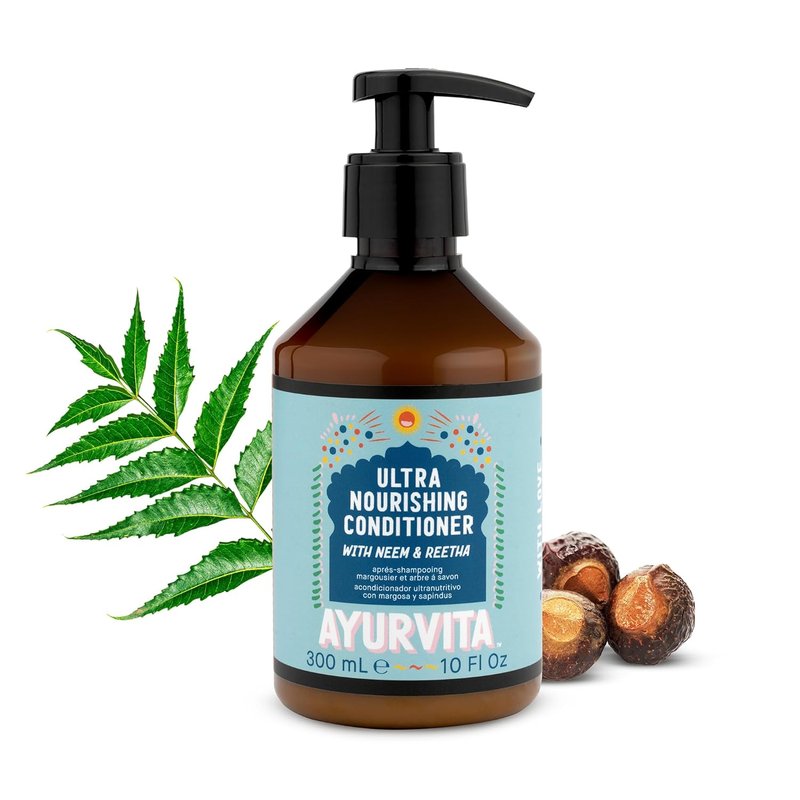 Nourishing Conditioner for All Hair Types | Neem & Reetha Ayurvedic Formula - 10 fl oz - Anti-Frizz & Shine Boosting