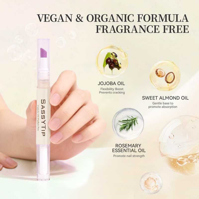 SASSYTIP Cuticle Pusher Oil Pen - Cuticle Remover & Nail Oil Pen with Rose & Lavender Scents, Portable Nail Care Pen for Work & Travel, Moisturizes & Strengthens Dry Cuticles (Beige3.0)