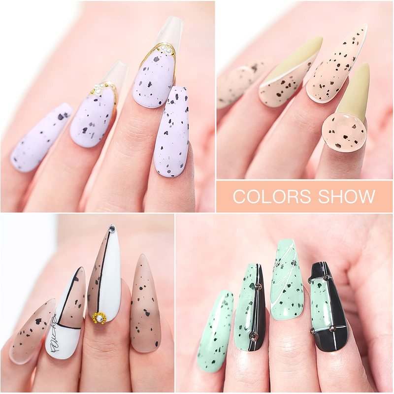 MEET ACROSS Jelly Eggshell Gel Nail Polish Set 6 Colors Pink Green Purple Crackle Gel Polish Summer Macaron Collection Nail Polish UV LED Soak Off Nail Art at Home (Jelly Eggshell)