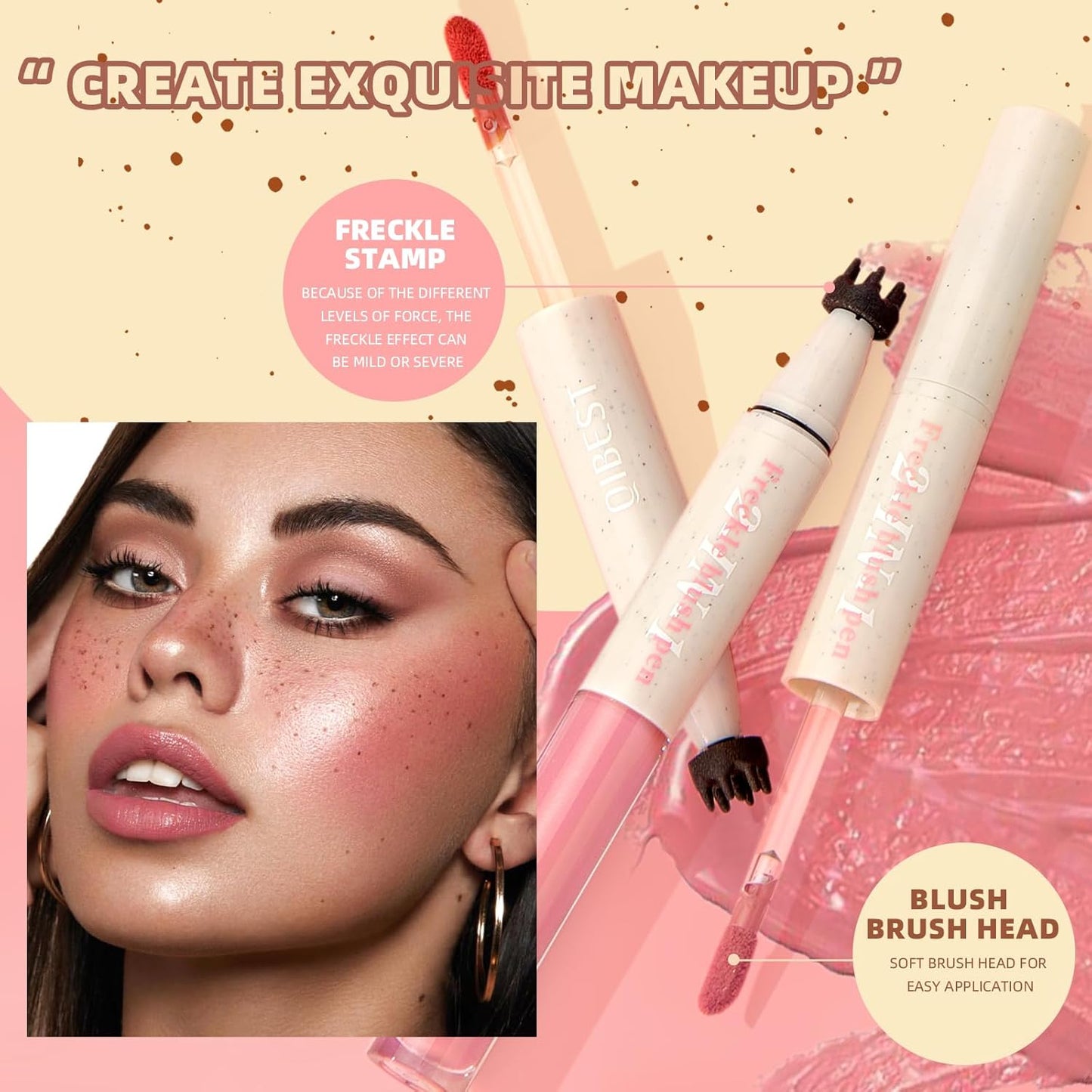 Freckle & Blush Pen Pro Kit - Light Ash Brown Faux Freckle Stamp + Dusty Rose Liquid Blush | Waterproof Natural Finish