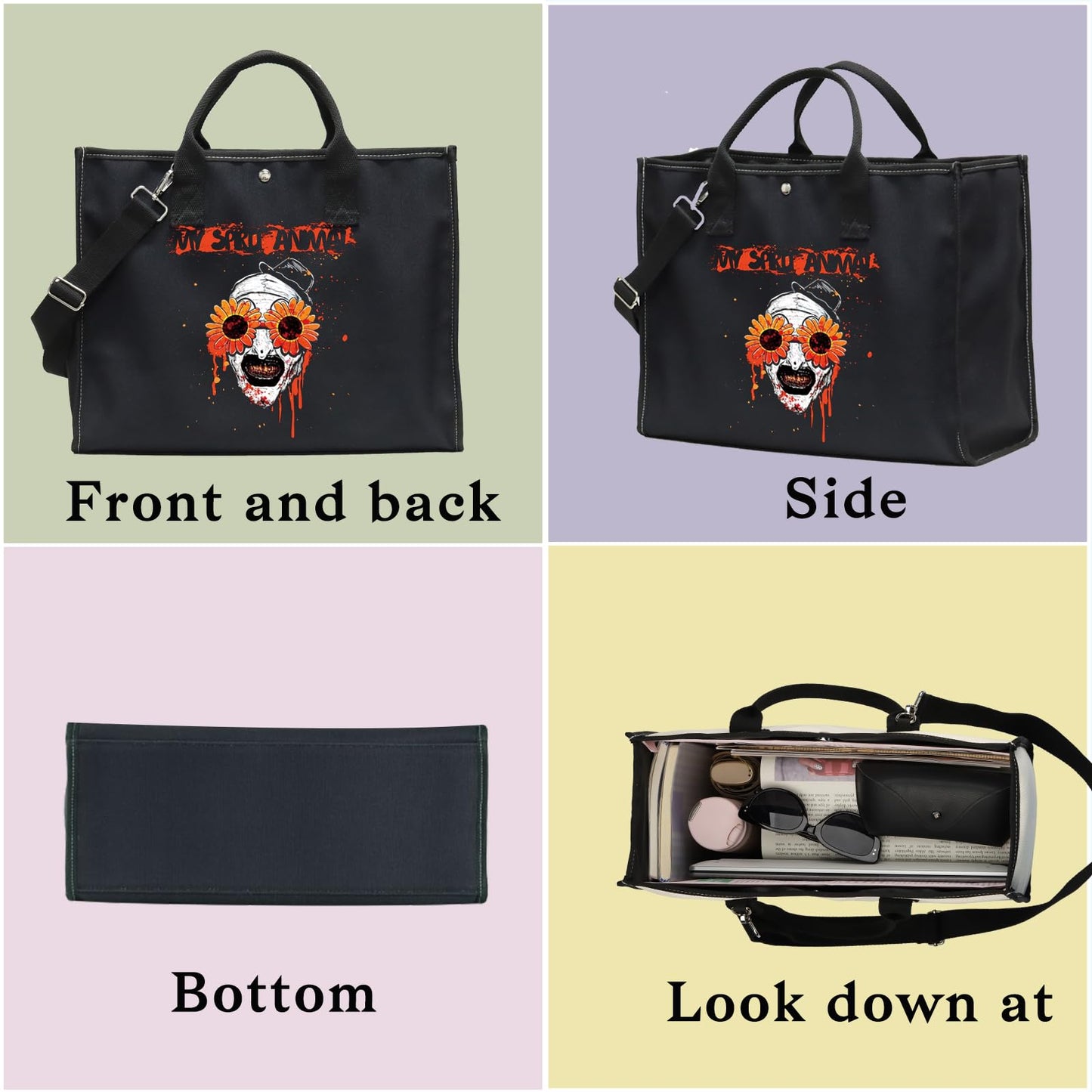BWWKTOP Clown Movie Cosmetic Makeup Bag Movie Fans Gifts Horror Movie Zipper Pouch For Women Girls (sunflower BG)
