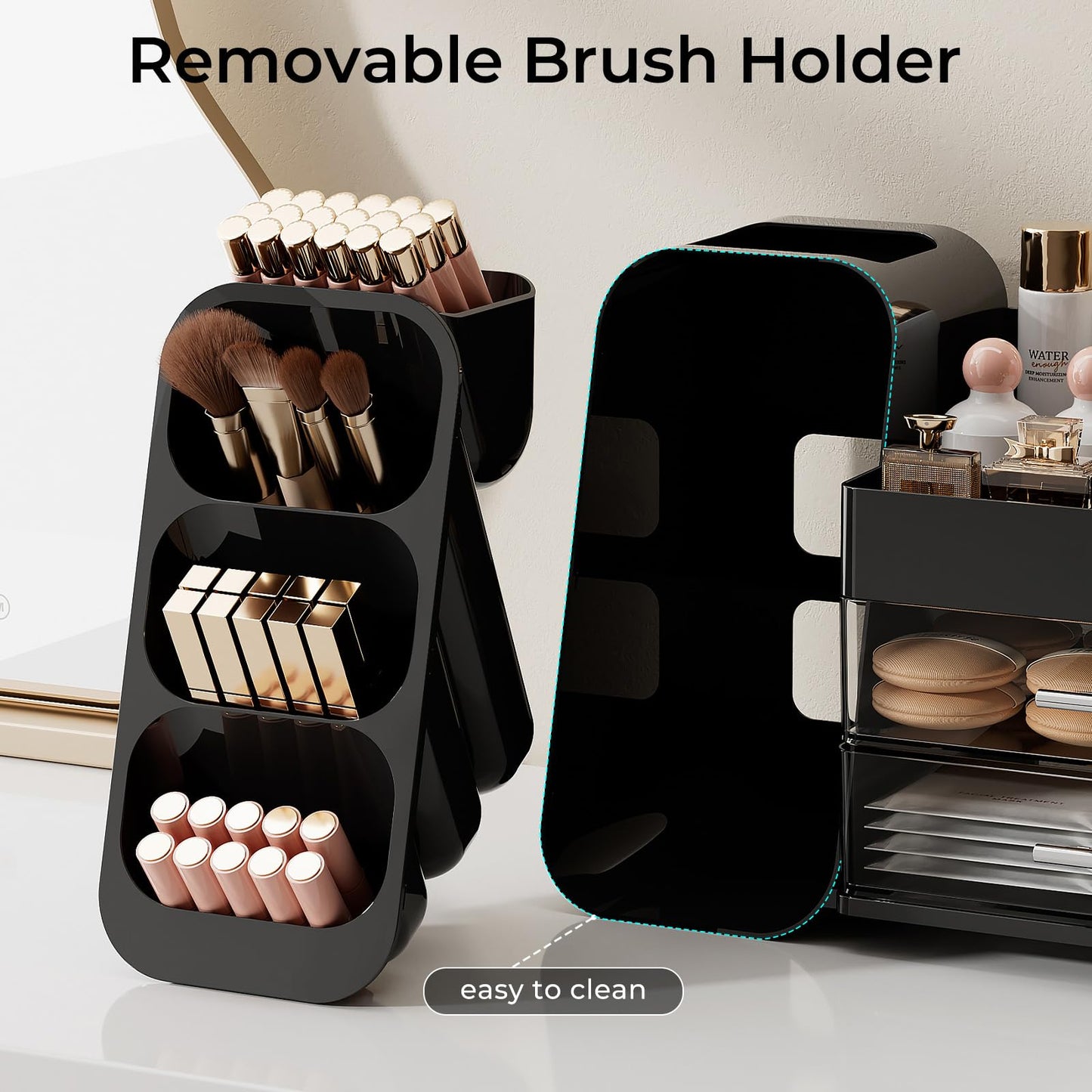 UFORU Makeup Organizer Countertop with Brush Holder for Vanity Bathroom