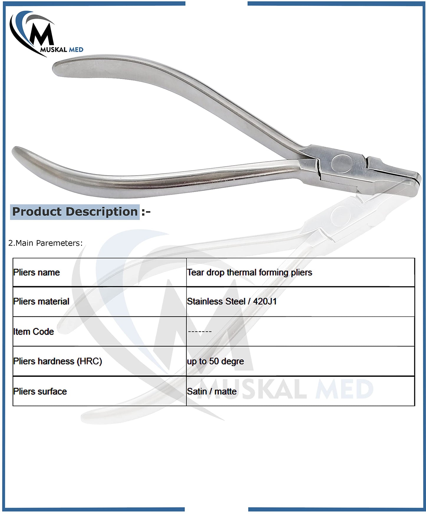VISION TEK MED Orthodontic Dental Tear Drop Pliers Thermal Forming Retainer Clear Aligner Braces Plier