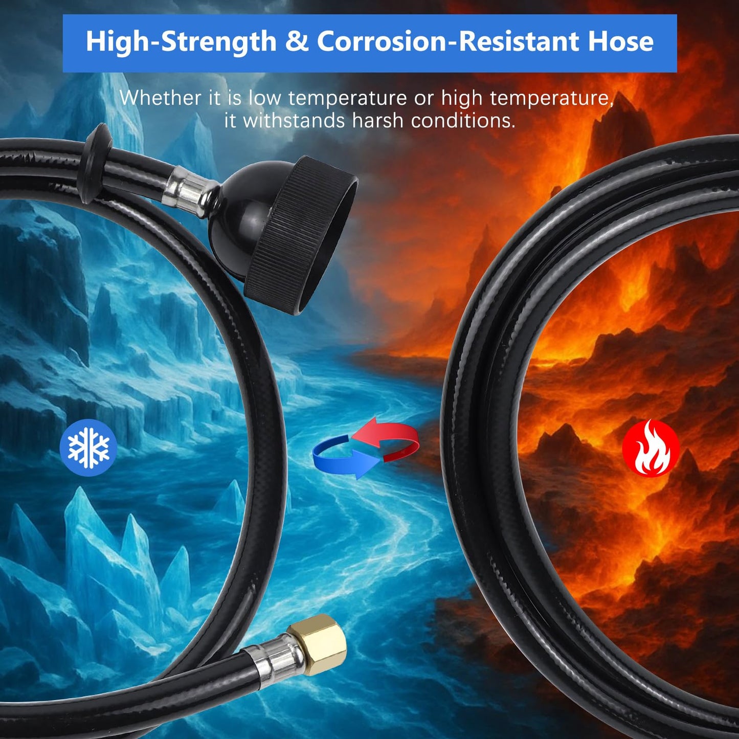 ZKDAUSDO UPC Certified Salon Shampoo Bowl Sprayer Head Hose Kit - 1/4" Thread to Attach Shampoo Bowl Faucet for Barber Shop Spa, Black Rubber Salon Sink Shampoo Bowl Hose Replacement Part