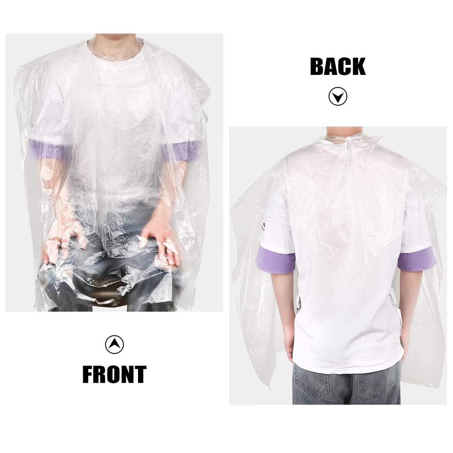 SATINIOR 200 Pcs Disposable Hair Salon Capes Bulk 35.43 x 47.24 Inch Transparent Waterproof Barber Hair Color Dye Cape Hairdresser Shampoo Apron Household Salon Cloak