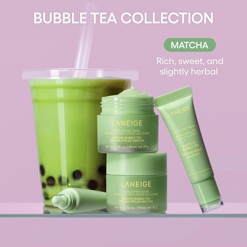 LANEIGE Lip Sleeping Mask Matcha Bubble Tea: Intensive Overnight Lip Mask for Soft, Hydrated Lips