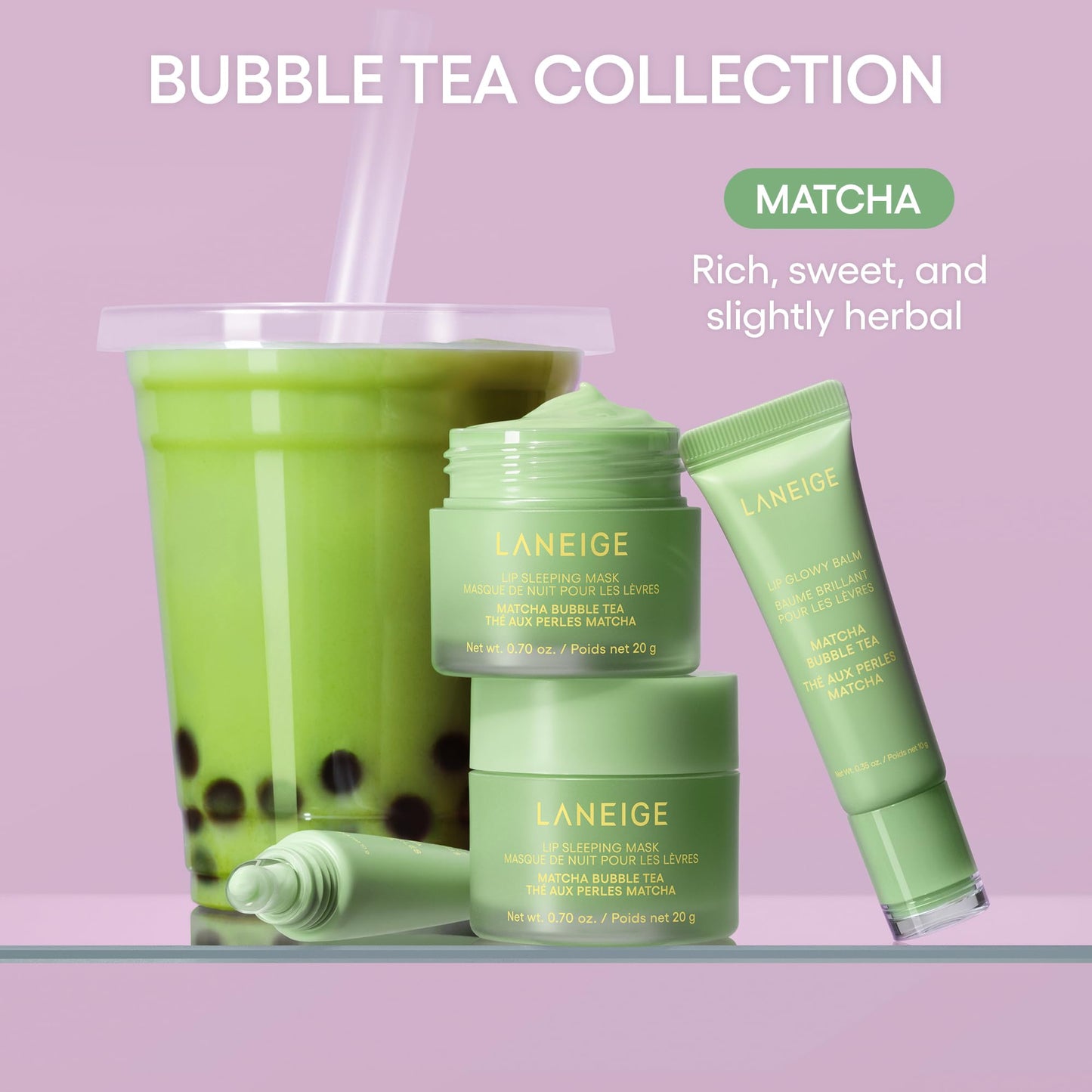 LANEIGE Lip Sleeping Mask Matcha Bubble Tea: Intensive Overnight Lip Mask for Soft, Hydrated Lips