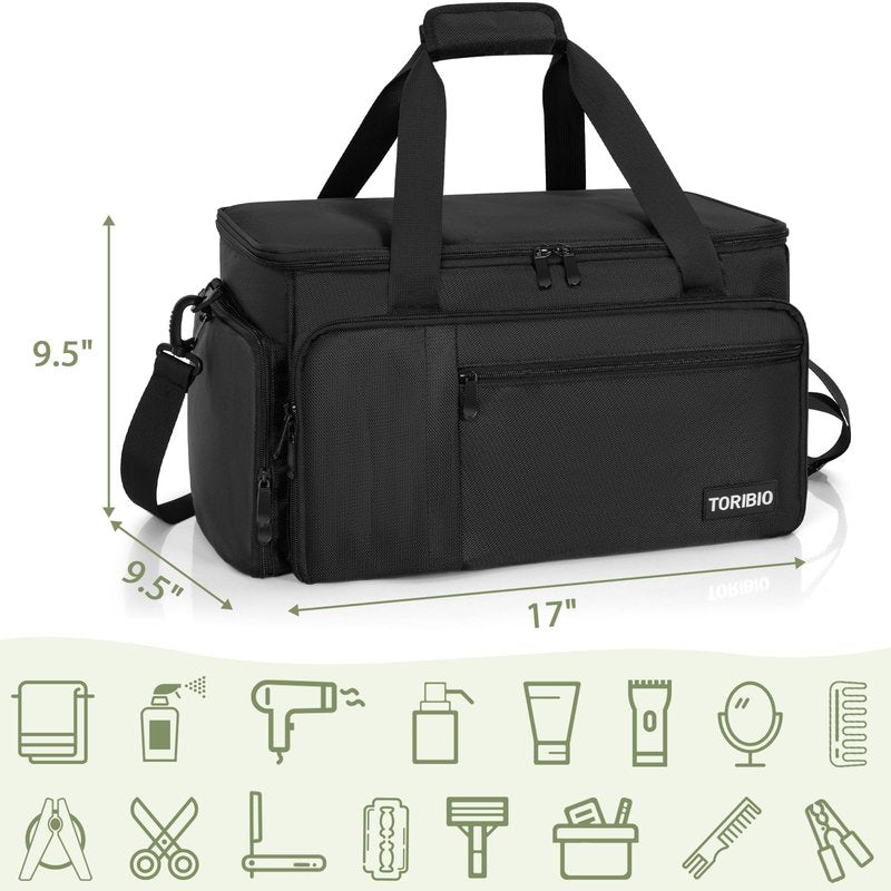 TORIBIO Large Capacity Hairdresser Bag with Adjustable Dividers, Barber Carrying Bag Barber Travel Case Organizer for Clippers and Supplies, Holds Various Hair Cutting Tools