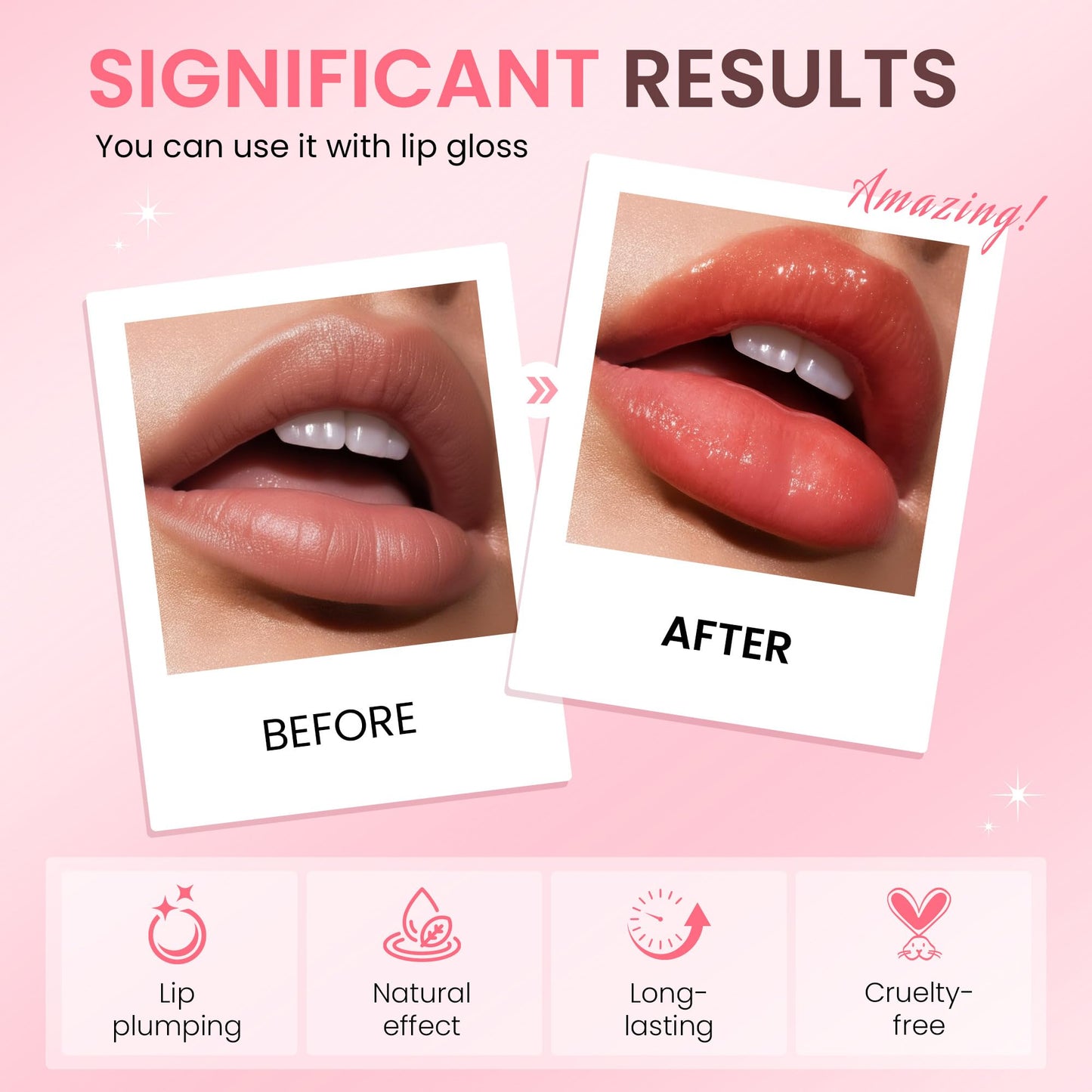 Lip Plumper by Vafee, Natural Lip Plumper and Lip Care Serum, Lip Enhancer for Fuller, Lip Mask, Beautiful Fuller, Hydrating & Reduce Fine Lines
