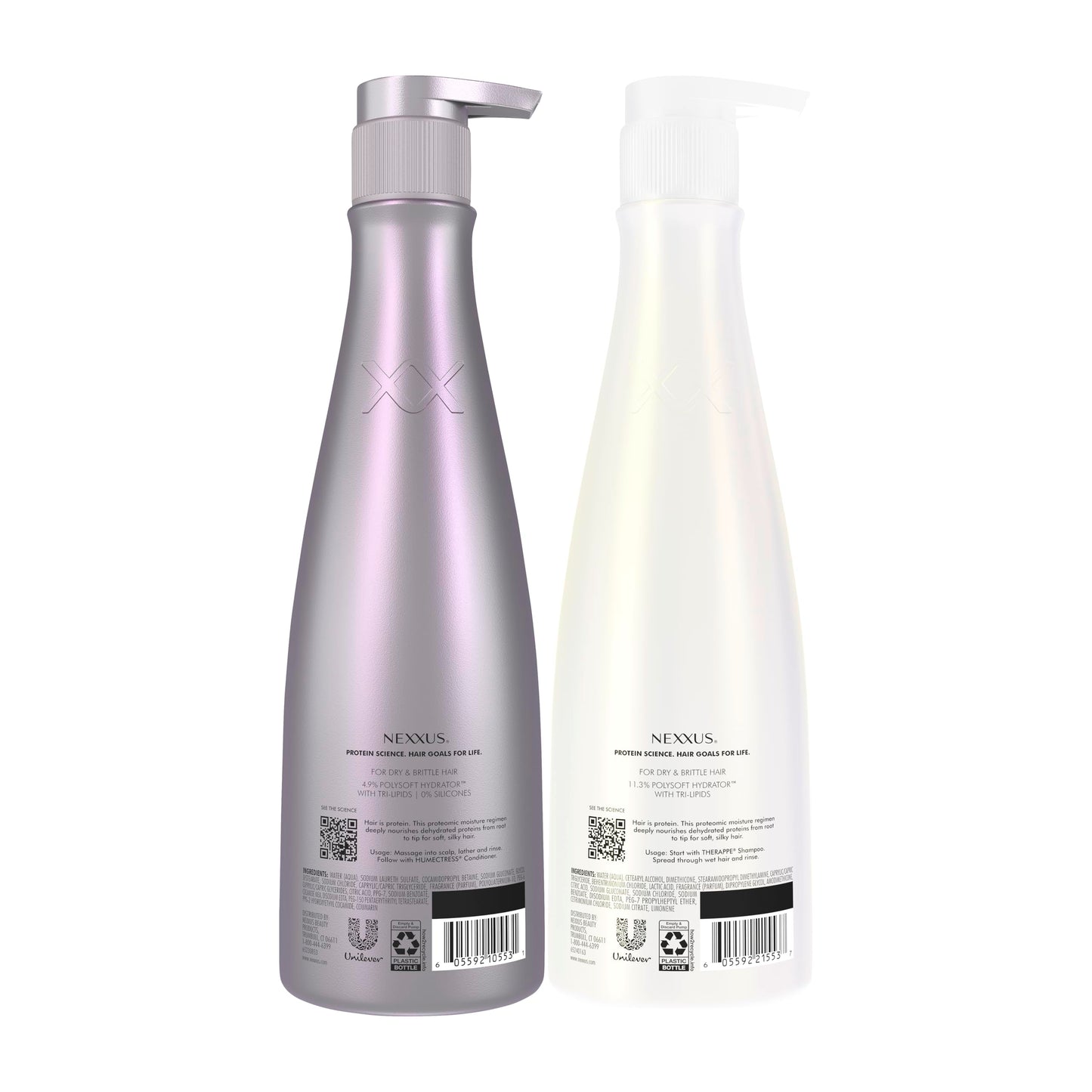 Nexxus Shampoo and Conditioner Therappe Humectress 2 Count for Dry Hair Silicone-Free, Moisturizing Caviar Complex and Elastin Protein 33.8 oz