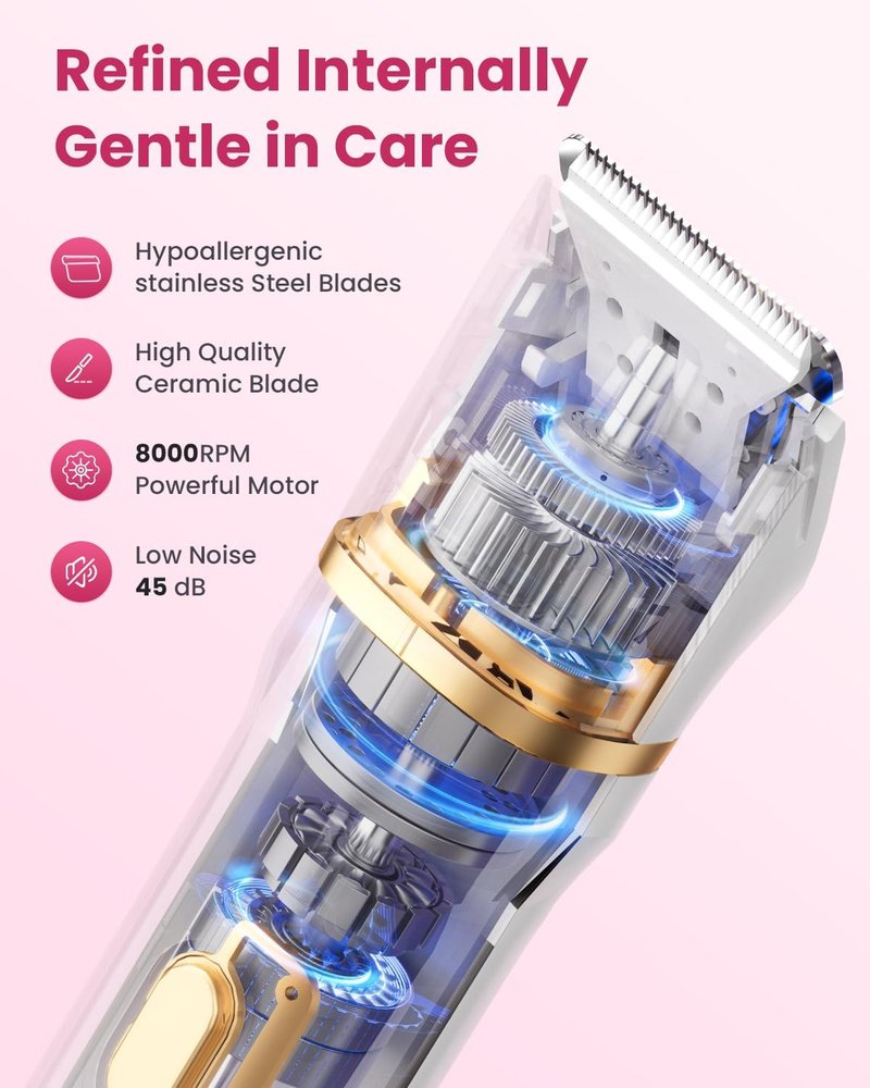 Bikini Trimmer for Women - 5-in-1 Electric Razor for Sensitive Skin | Waterproof Hair Removal Shaver - White