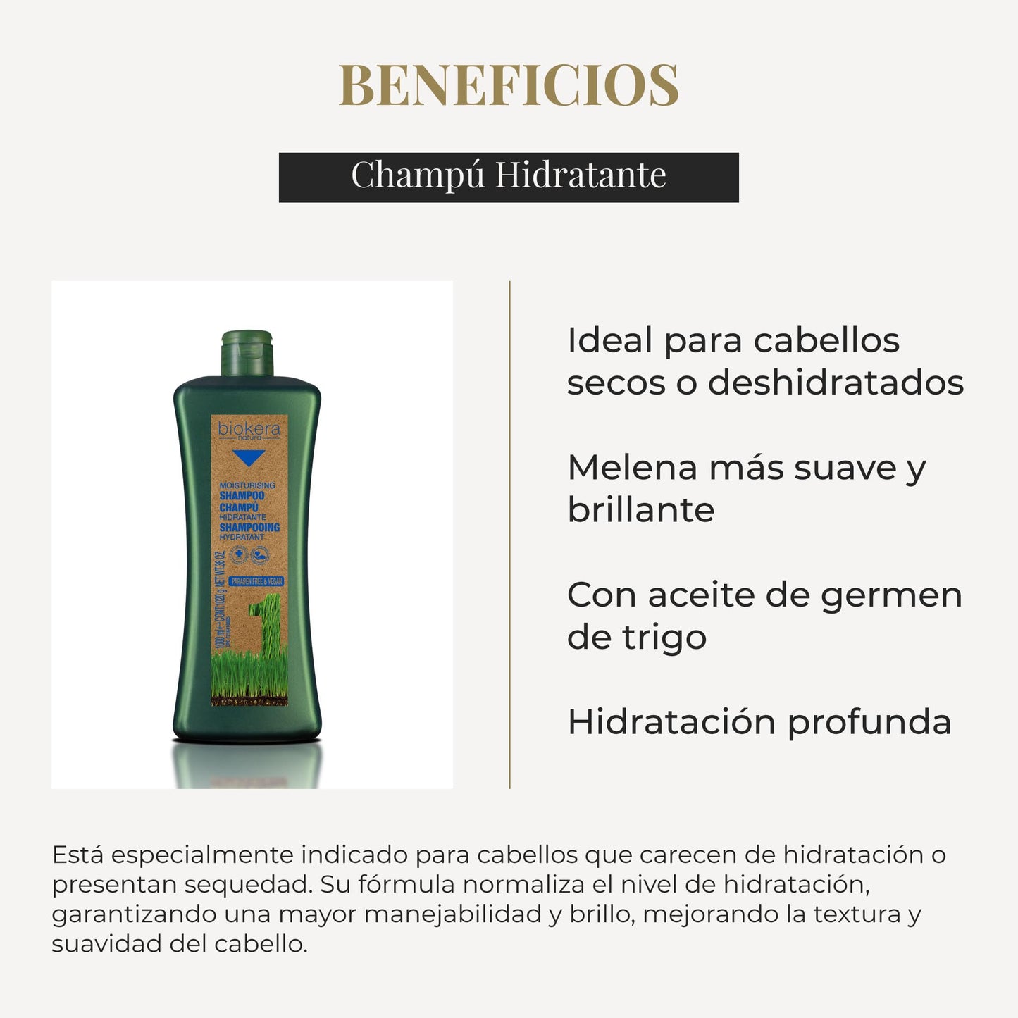 Salerm Biokera Natura Moisturising Shampoo, 36 Ounce / 1000 ml