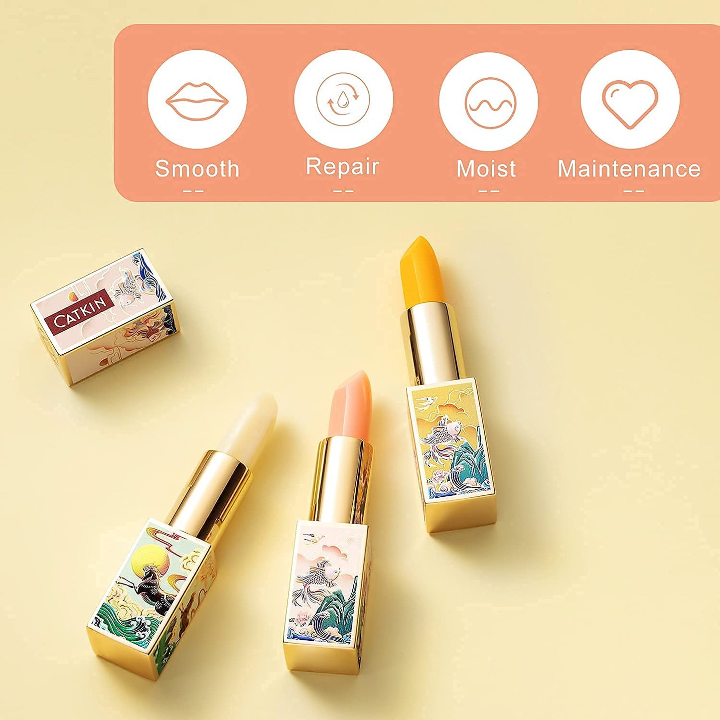 CATKIN 2Pcs Makeup Set Includes Natural Moisturising Lip Balm C01 and C03, Hydrating Lip Balm Chapstick Moisturising Lip Care with Vitamin E
