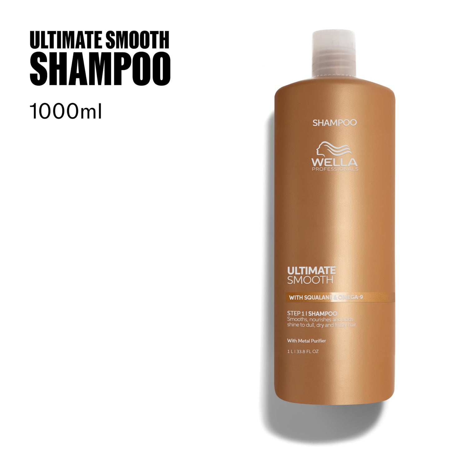 Wella Professionals ULTIMATE SMOOTH Shampoo for Dry, Dull & Frizzy Hair | With Squalane & Omega 9 | 33.8 Fl Oz