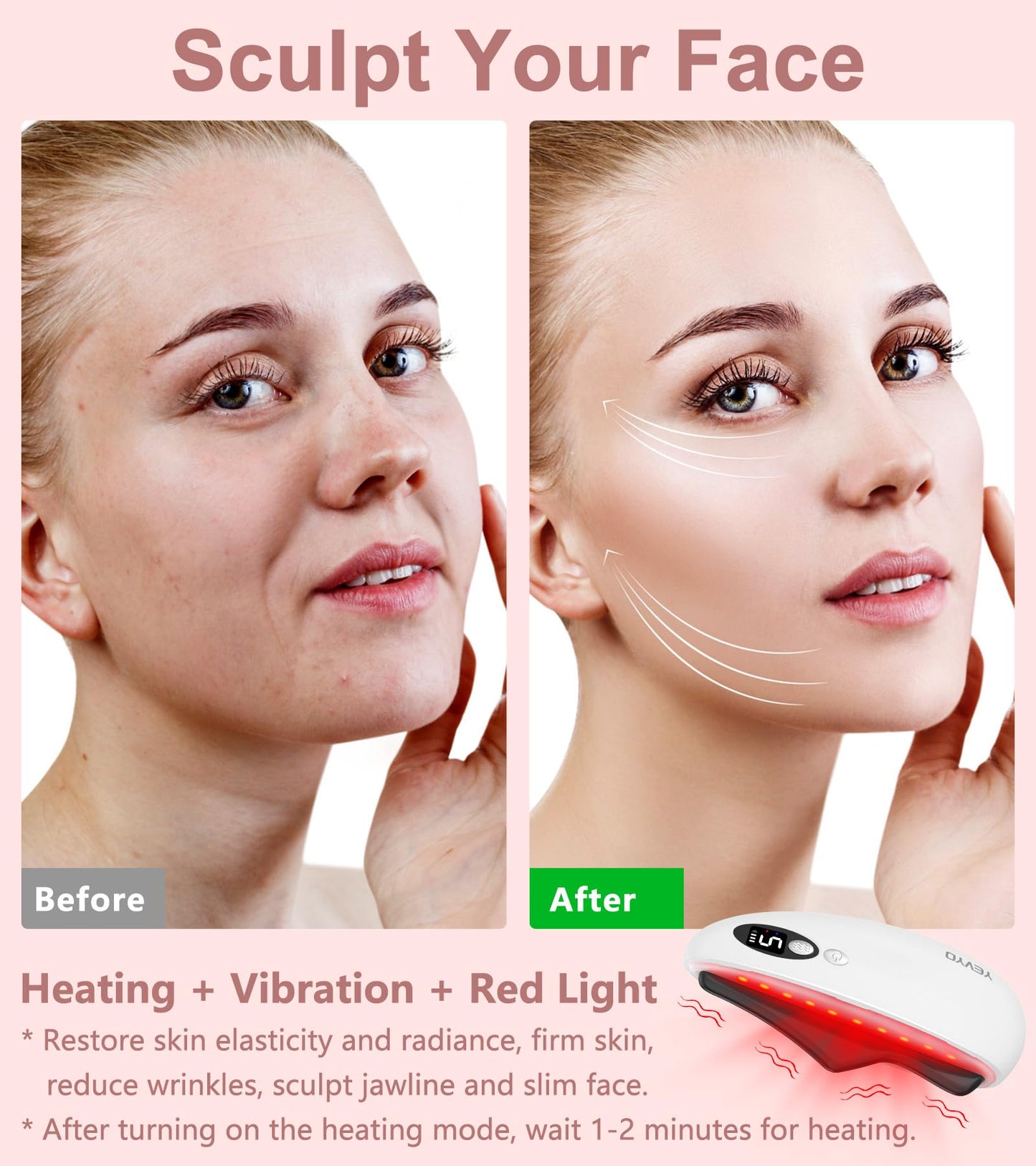 YEVYO Gua Sha Facial Tool, Electric Black Obsidian Guasha Tool for Face, Chin, Neck, Body, Heated Vibrating Massage Gua Sha Stone for Face Sculpting