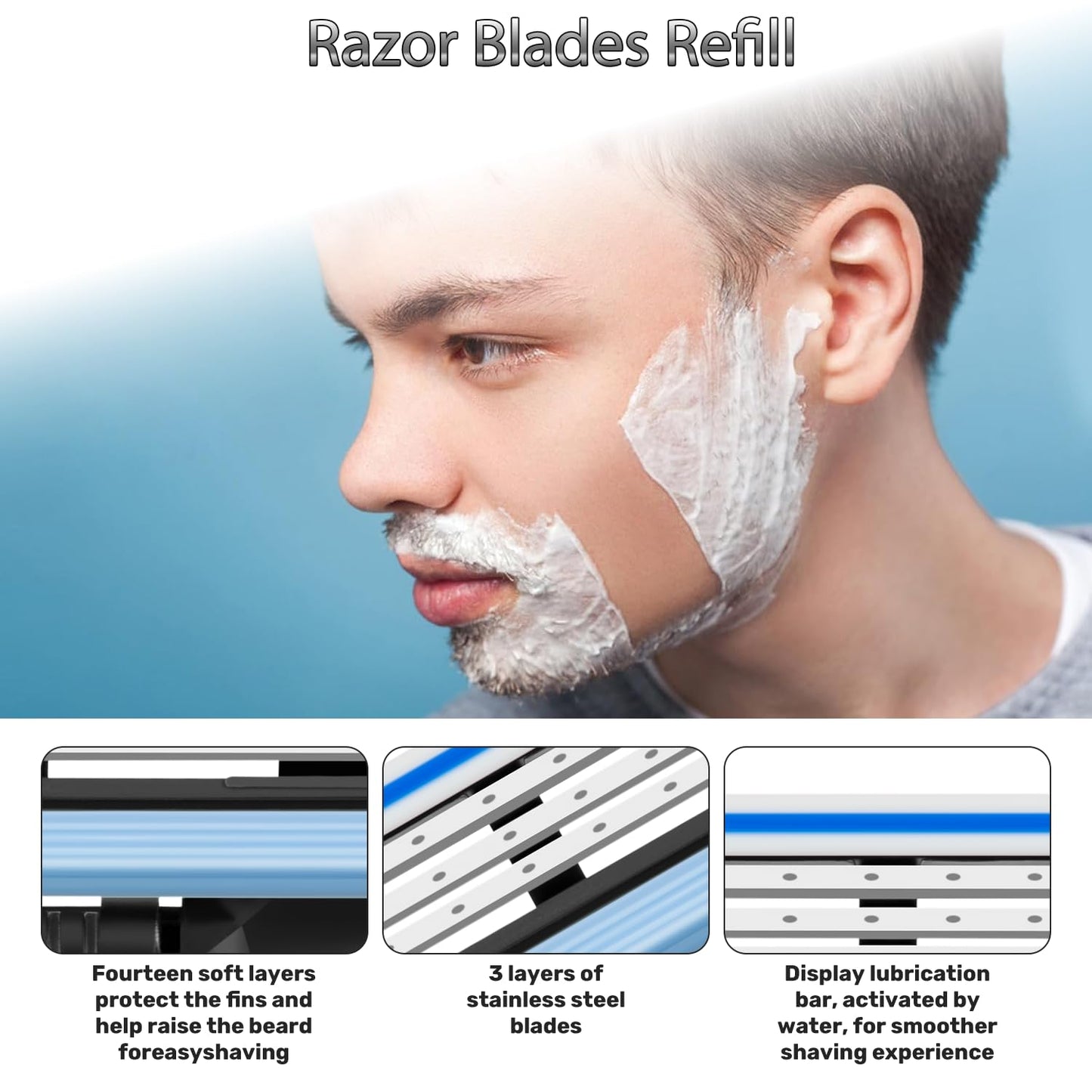 24 Pcs Razor Blade Refills for Men,Compatible with Ma-ch 3 Razor Blades Refill Disposable Blade Manual Beard Trimmer Safety Replacement Shaver Heads Set 1