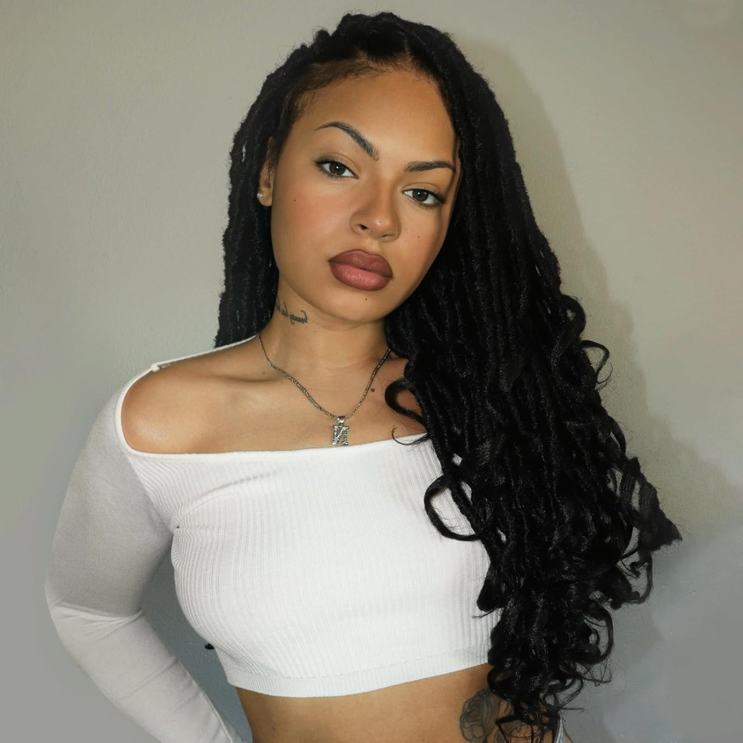 French Curl Locs Crochet Hair - 10 Inch Natural Black Faux Locs with Curly Ends | 8 Packs Pre-Looped Braiding Hair Extensions