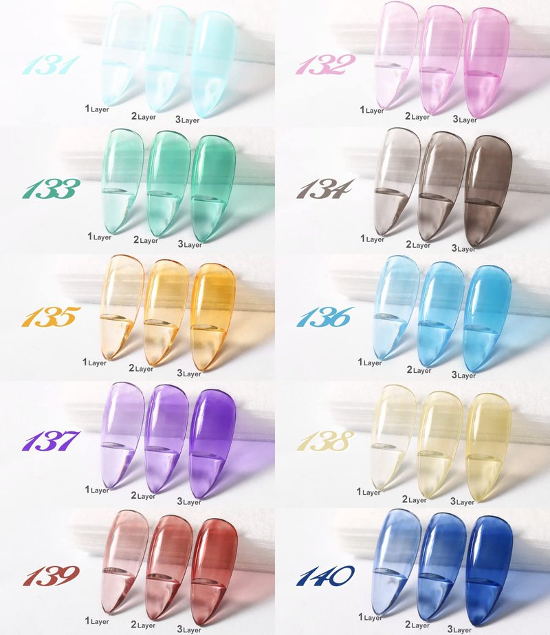 20 Bottles Jelly Gel Nail Polish Glass Translucent Crystal Blue Pink Red Pink Clear Green Yellow Purple Colors UV Soak Off LED Gel 7ml Soak Off Manicure Kit